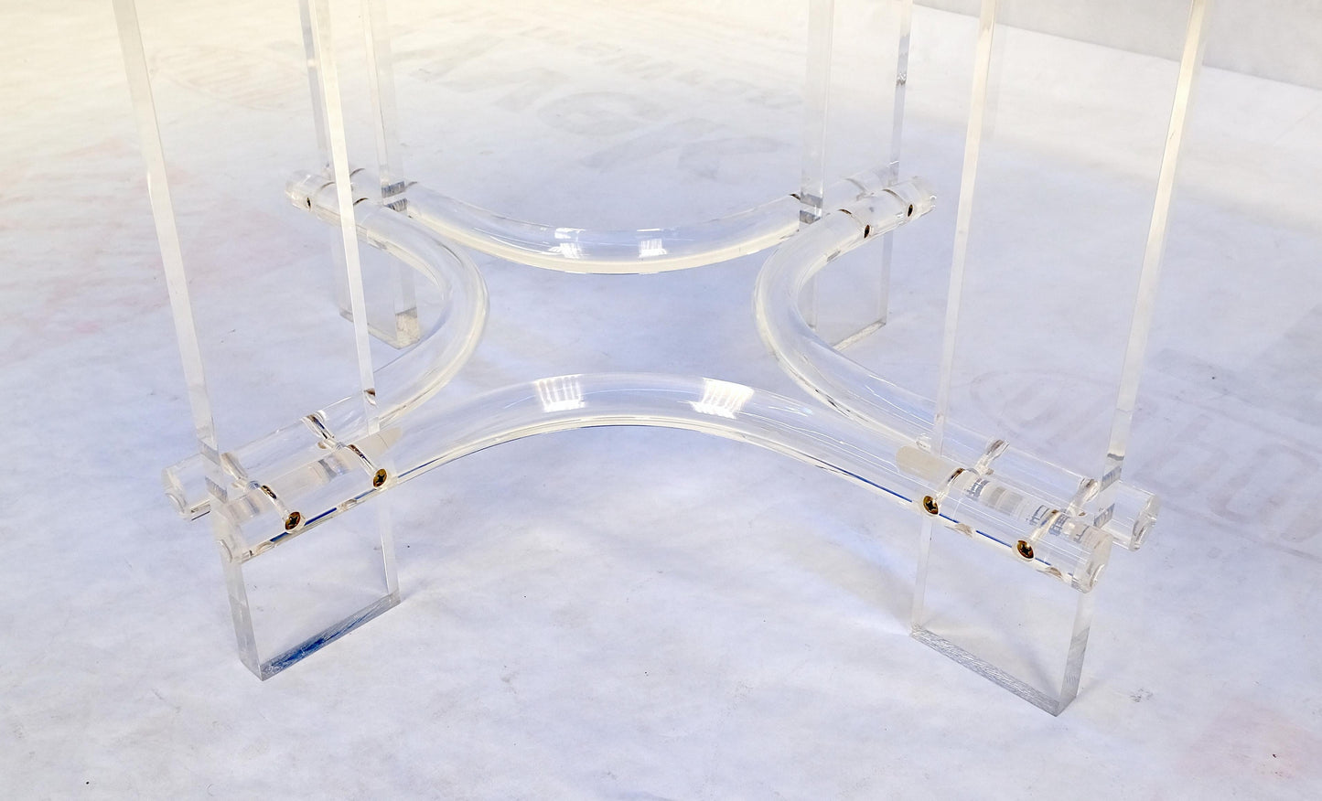 Large Oval Blue Azul Purple Beveled 3/4" Glass Top Dining Table on Lucite Base