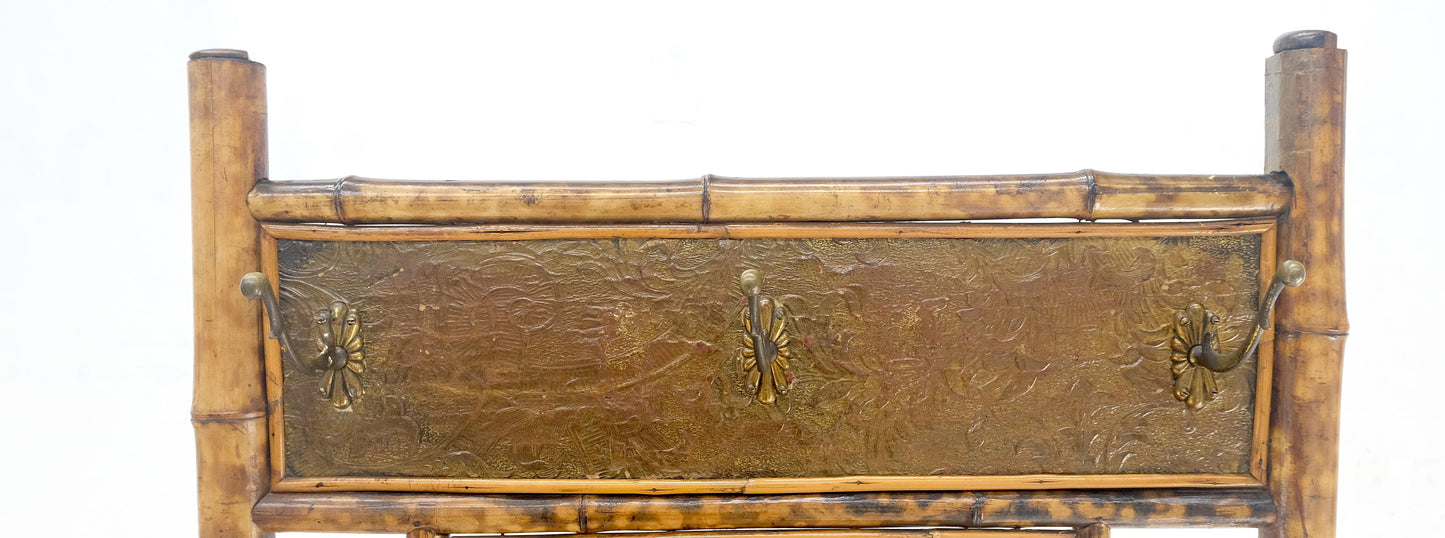 EstablishedLines Antique Burnt Bamboo Coat & Umbrella Rack w/ Mirror Very Decorative c1940s