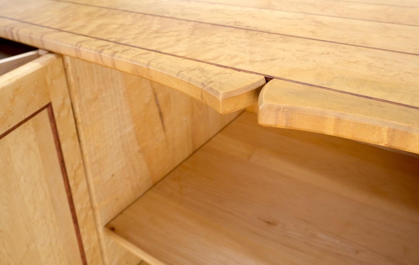 EstablishedLines Solid Birds Eye Curly Maple All Dovetailed Artists Signed Sideboard Server MINT!