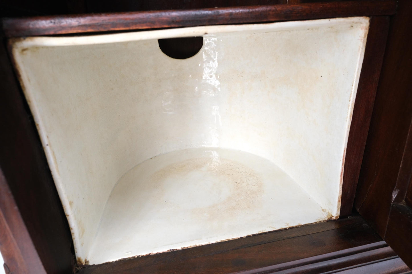 EstablishedLines Tall Narrow Walnut Marble Top Night Stands End Table Cabinet Porcelain Insert