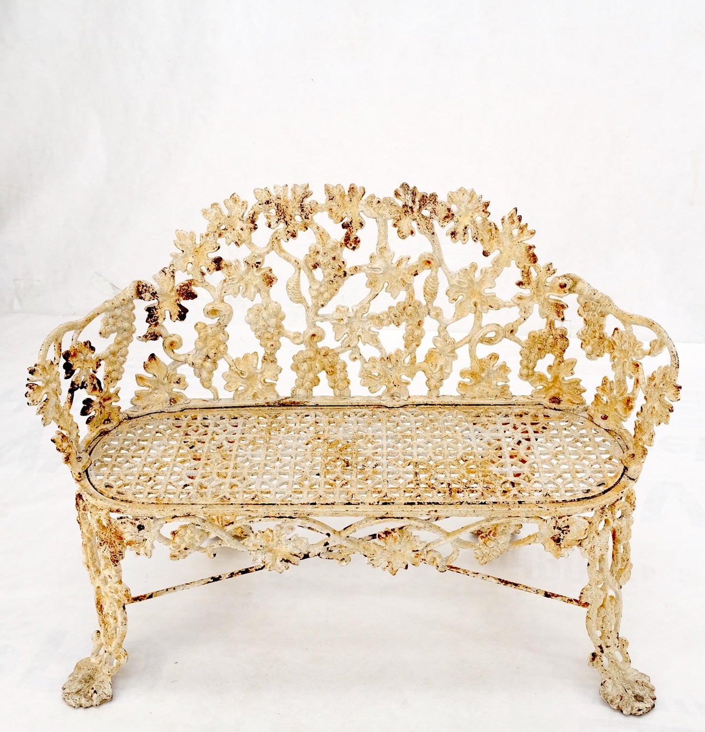 EstablishedLines Heavy Victorian Leaf Cast Iron Small Garden Bench Cast Iron