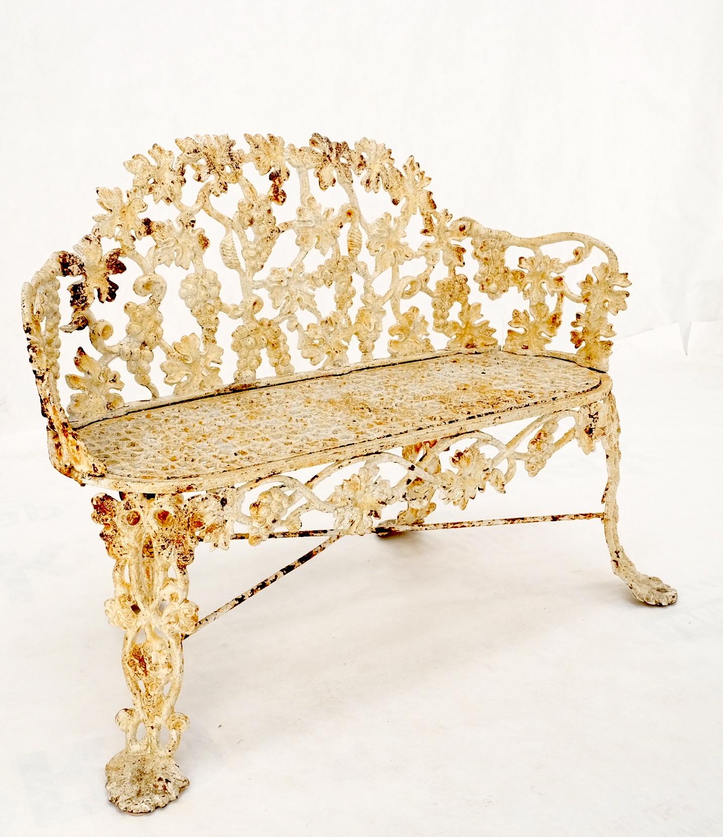 EstablishedLines Heavy Victorian Leaf Cast Iron Small Garden Bench Cast Iron