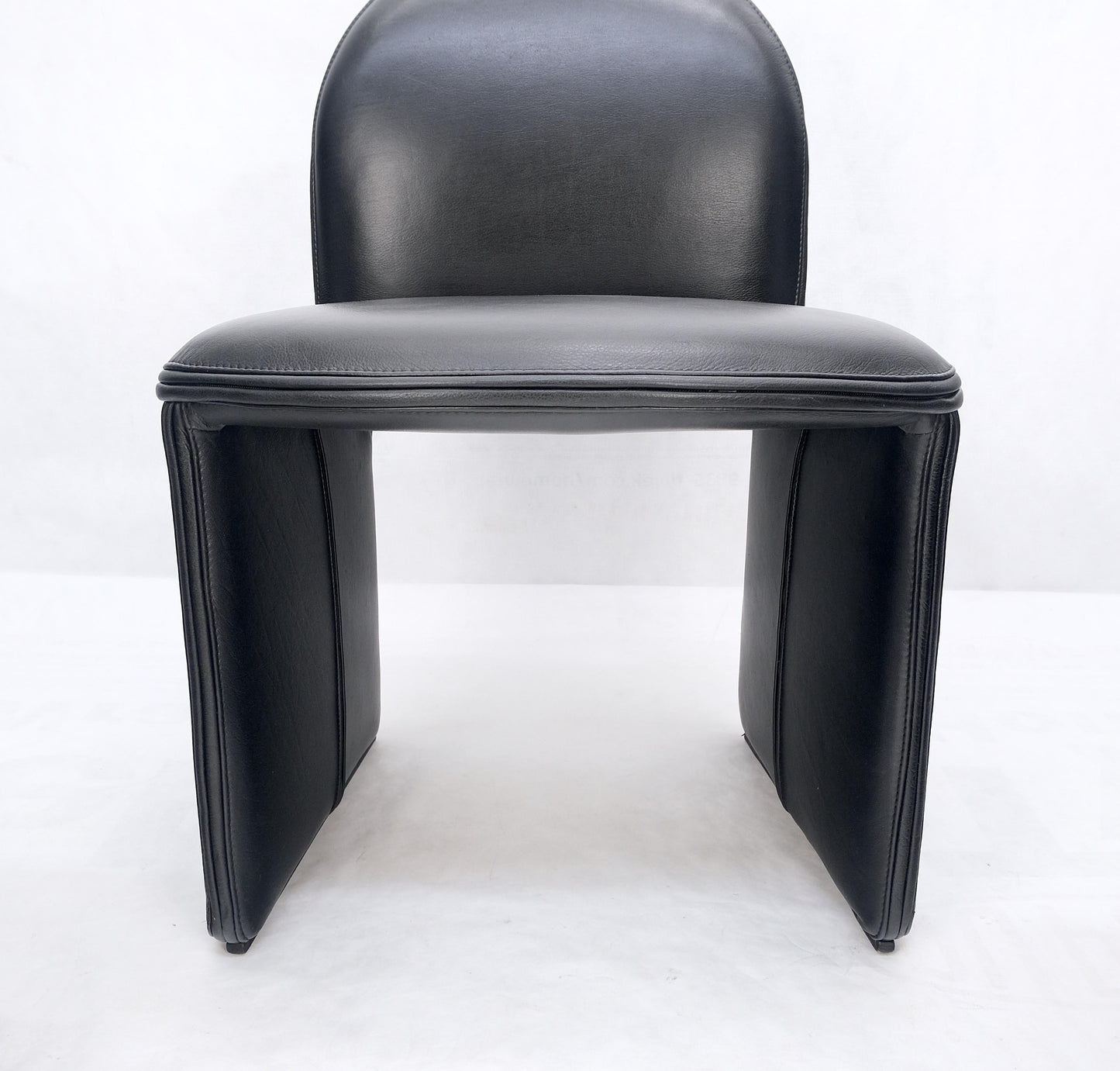 EstablishedLines Set 4 Italian Mid Century Modern Black Leather Dining Chairs Bellini Style MINT!