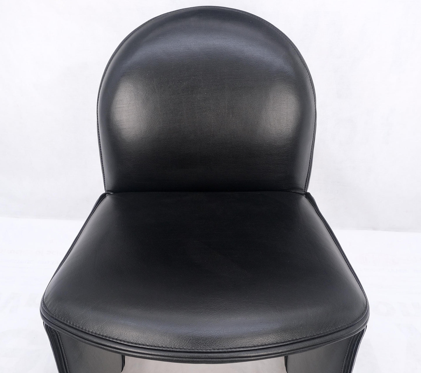 EstablishedLines Set 4 Italian Mid Century Modern Black Leather Dining Chairs Bellini Style MINT!