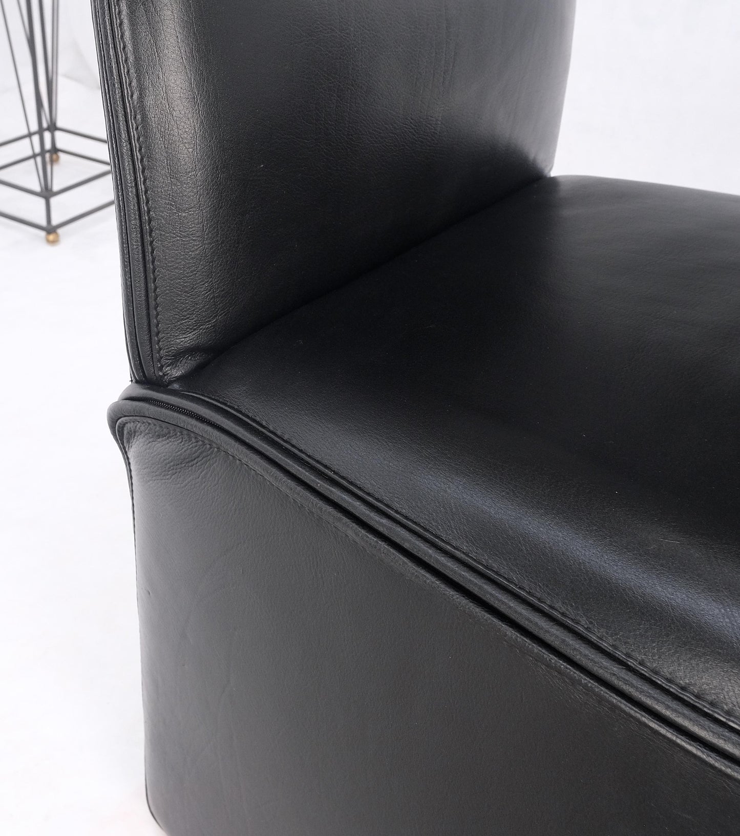EstablishedLines Set 4 Italian Mid Century Modern Black Leather Dining Chairs Bellini Style MINT!