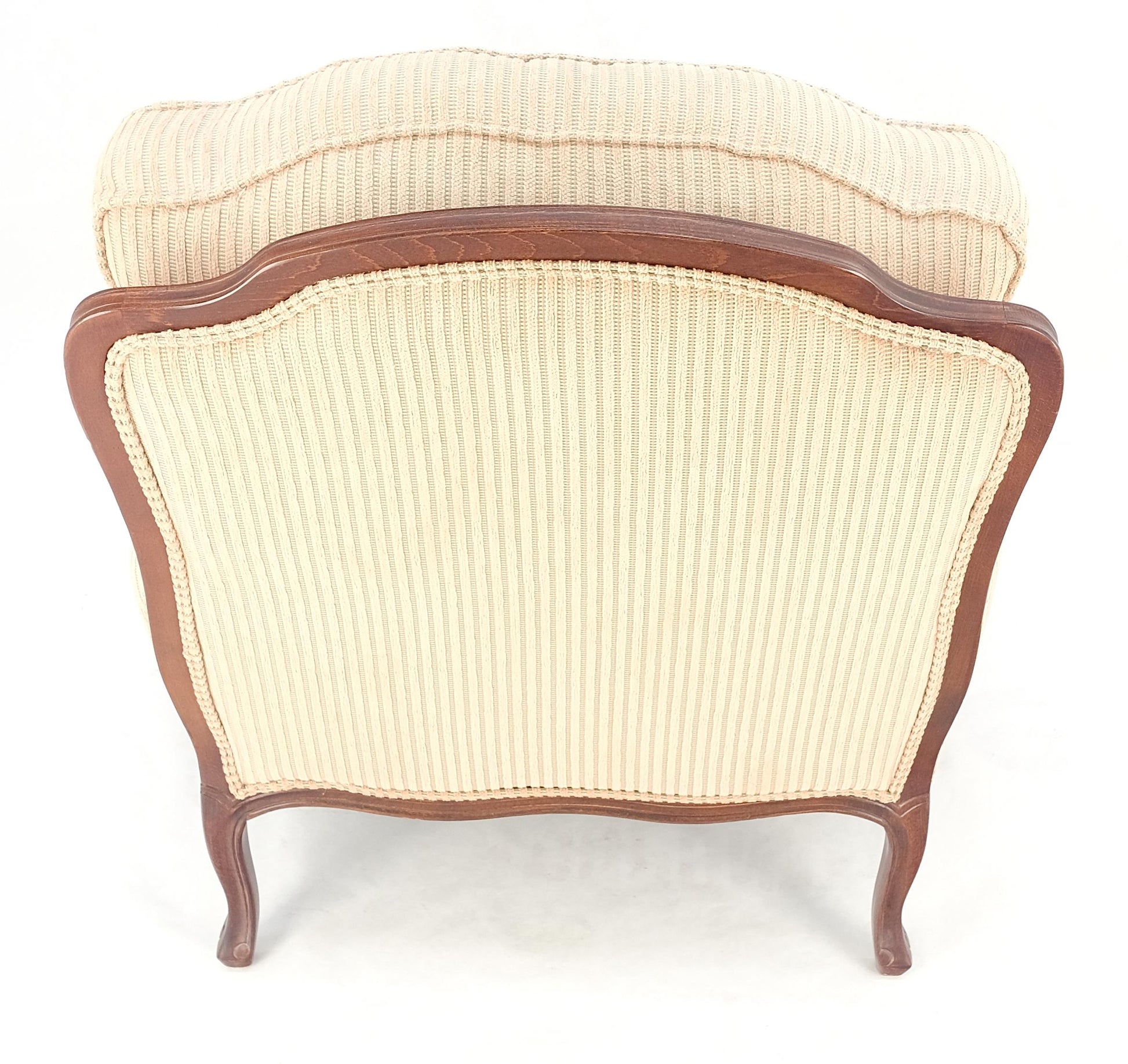 EstablishedLines Wide Carved Walnut Frame Vintage  French Arm Chair w/ Matching Ottoman Chaise