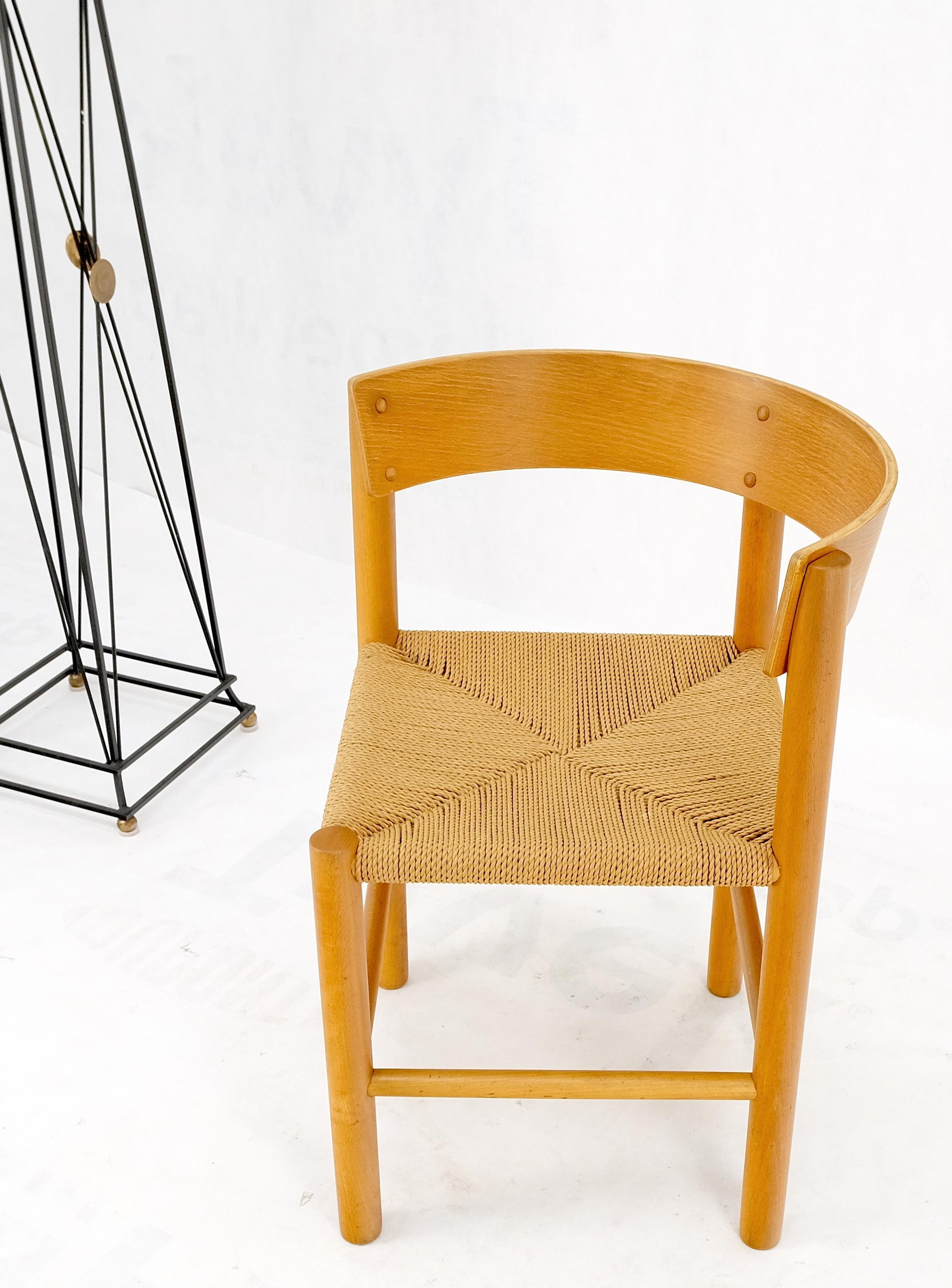 EstablishedLines Danish Mid-Century Modern Fritz Hansen Rush Seat Bent Wood Corner Chair MINT!