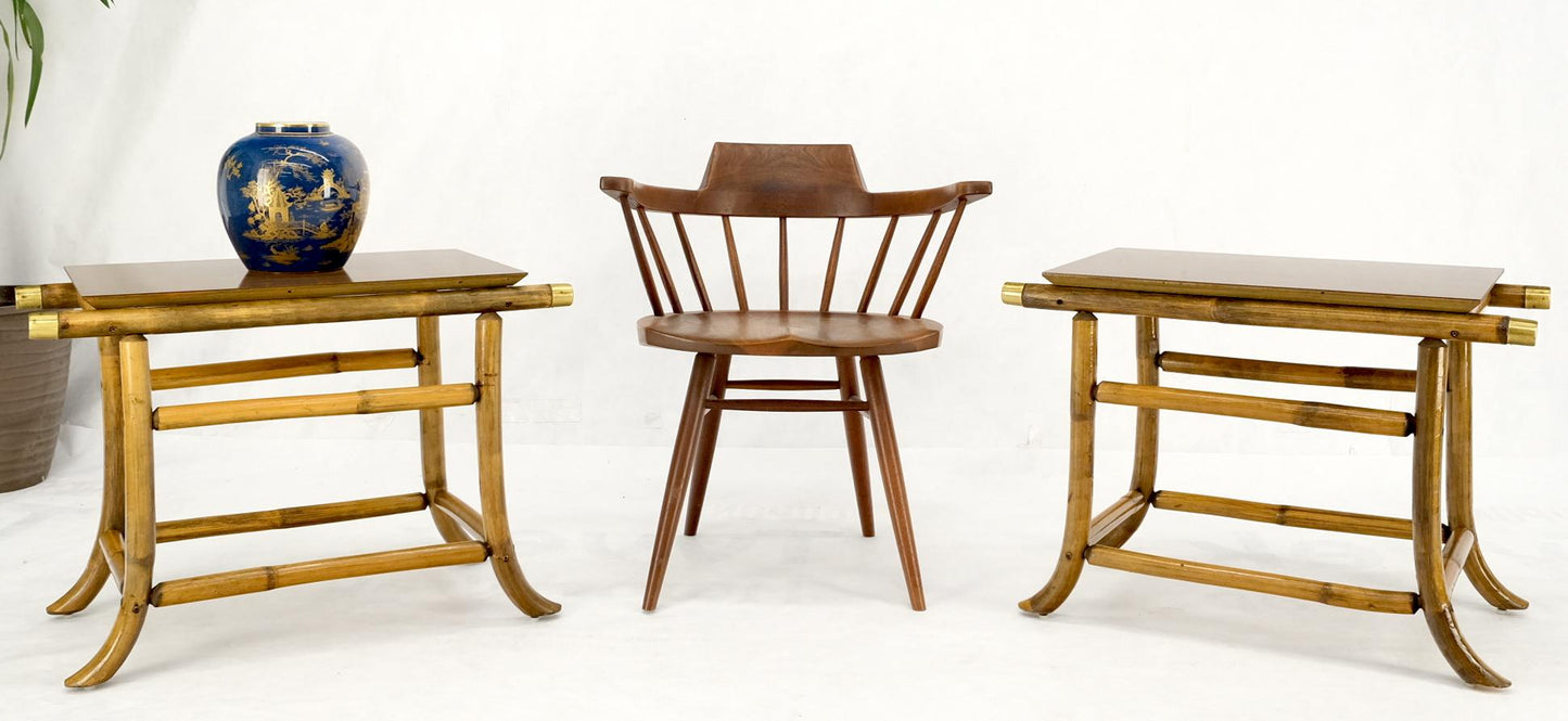 EstablishedLines Pair of Ficks Reed Attributed Reed Bamboo End Side Tabled Stands Mid-Century