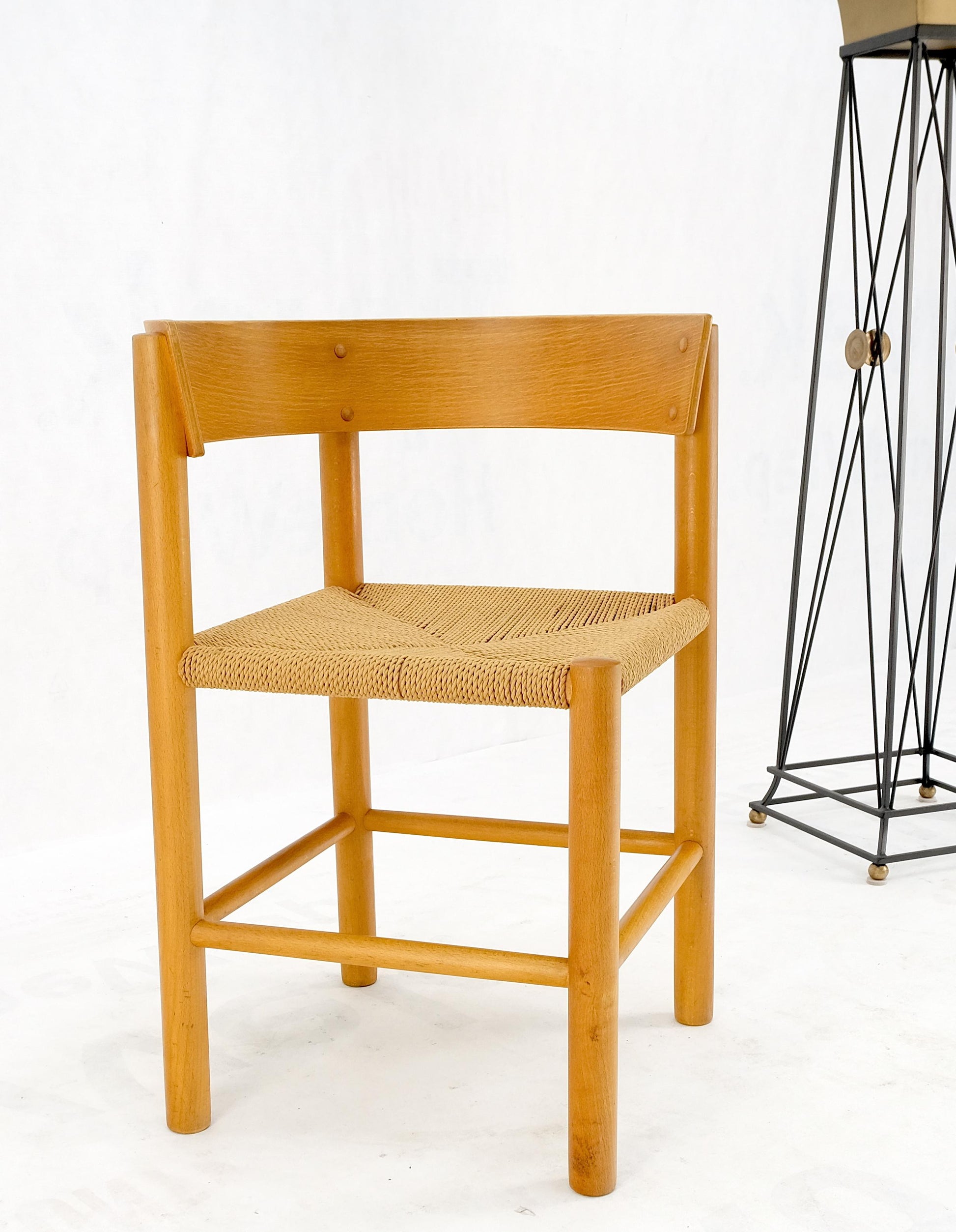 EstablishedLines Danish Mid-Century Modern Fritz Hansen Rush Seat Bent Wood Corner Chair MINT!