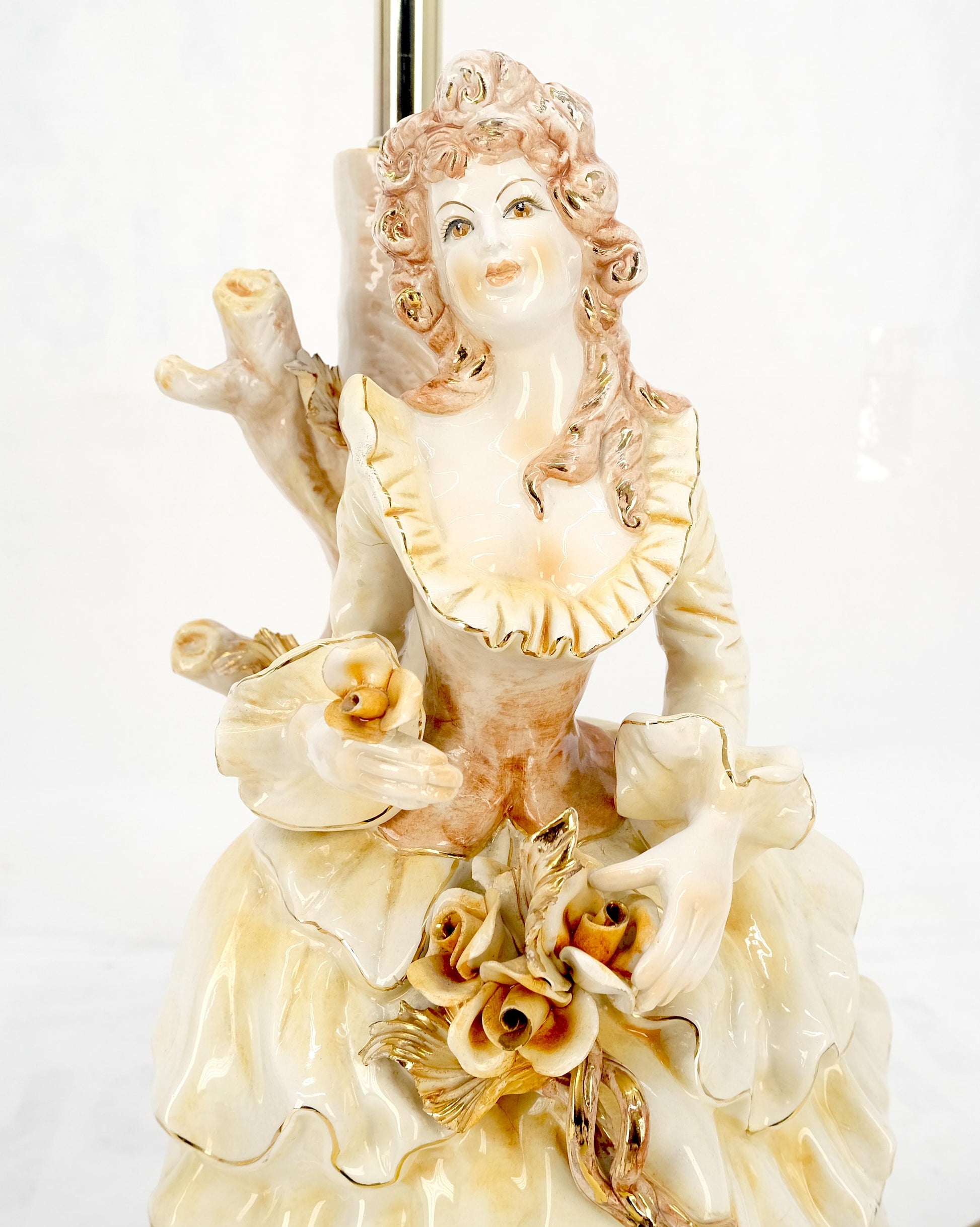 EstablishedLines Pair Large 28"h Porcelain Ceramic Figural Table Lamps Man Woman Playing Guitar