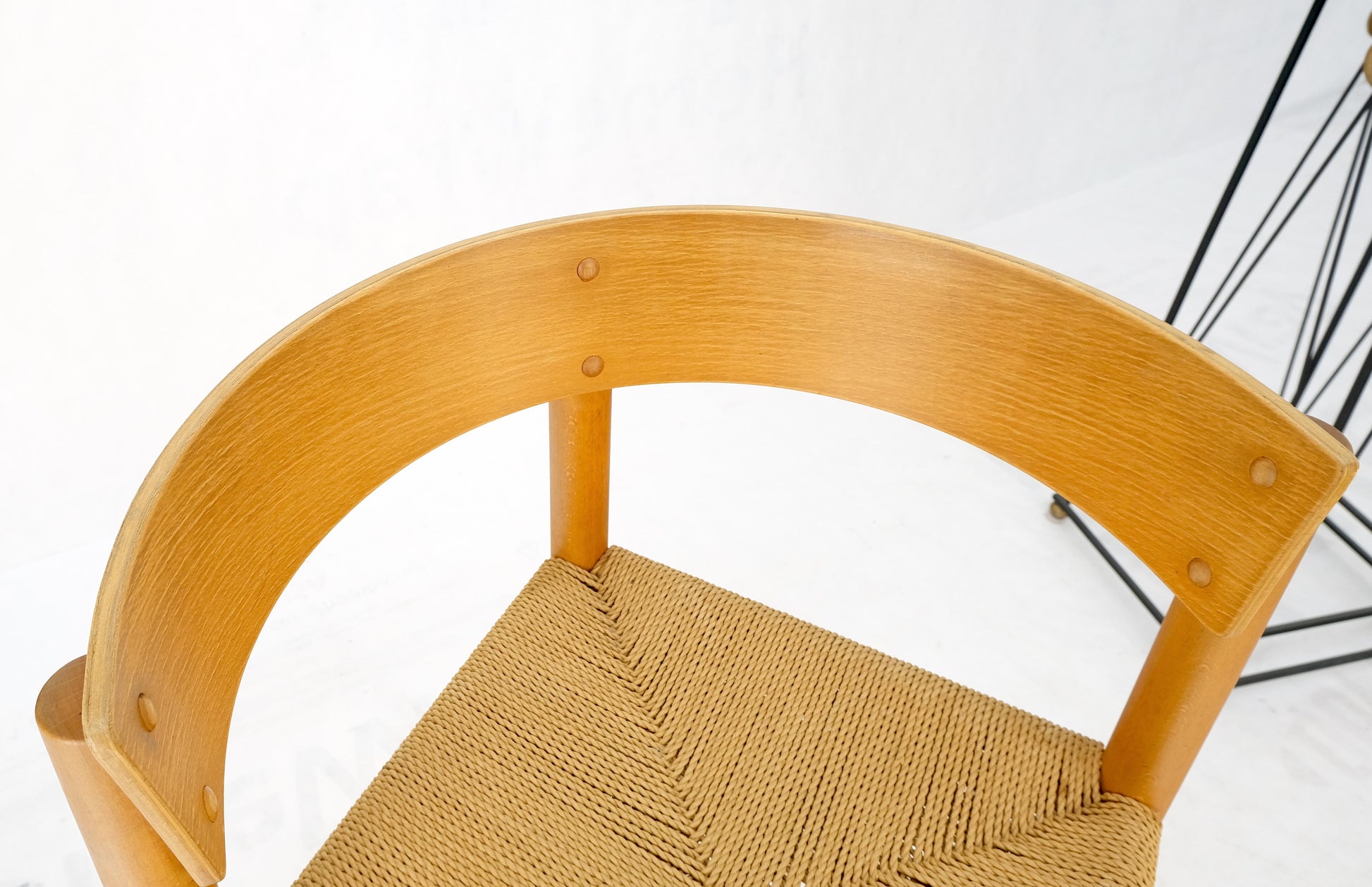 EstablishedLines Danish Mid-Century Modern Fritz Hansen Rush Seat Bent Wood Corner Chair MINT!