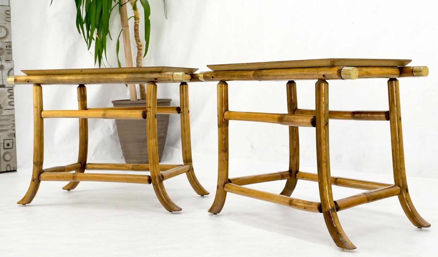 EstablishedLines Pair of Ficks Reed Attributed Reed Bamboo End Side Tabled Stands Mid-Century