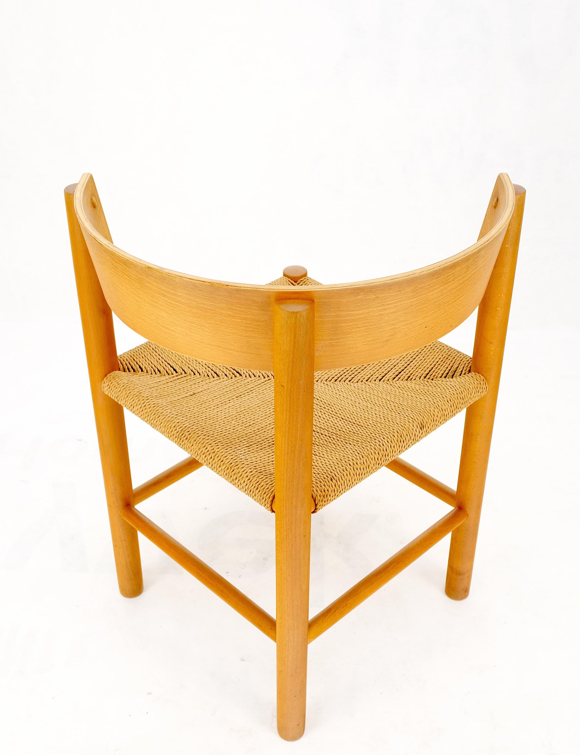 EstablishedLines Danish Mid-Century Modern Fritz Hansen Rush Seat Bent Wood Corner Chair MINT!