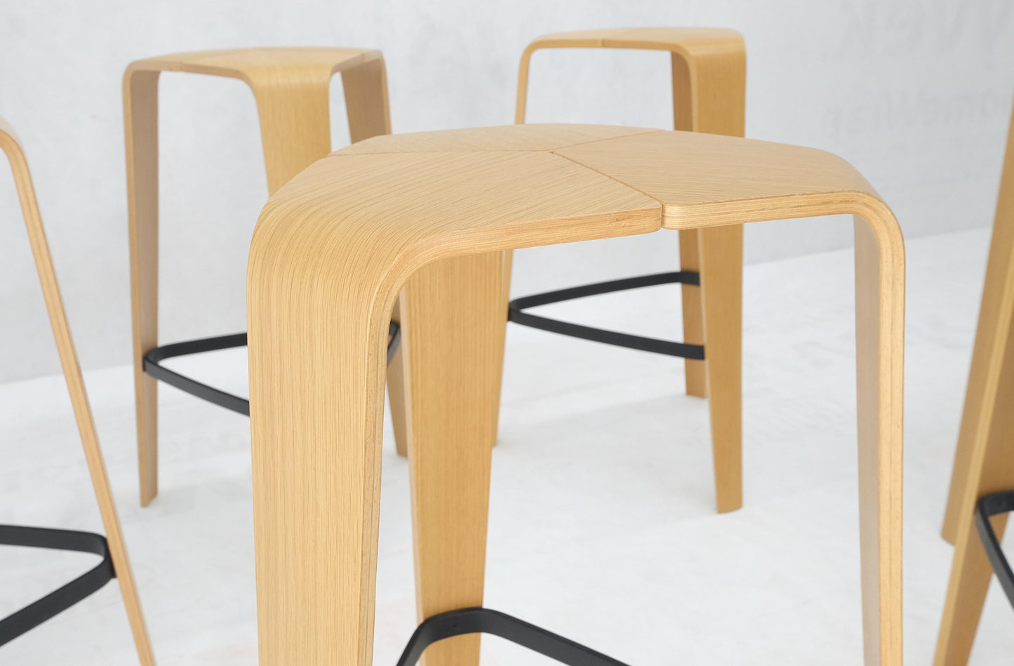 EstablishedLines Set of 6 Molded Bent Plywood Bar Stools by Davis MINT!