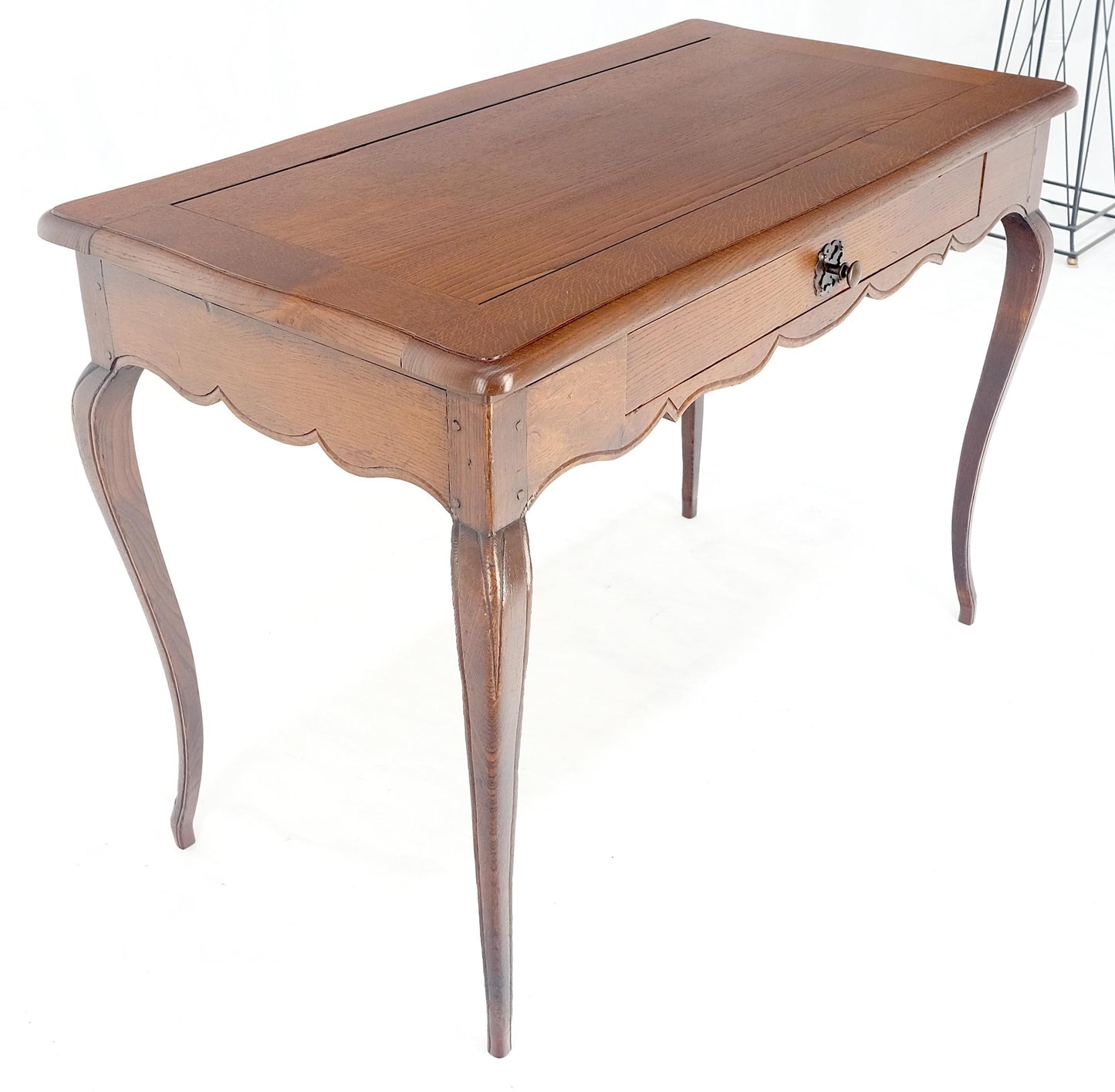 EstablishedLines Antique c1920s Country Cabriole Leg Solid Oak Light Profile Desk Console Table