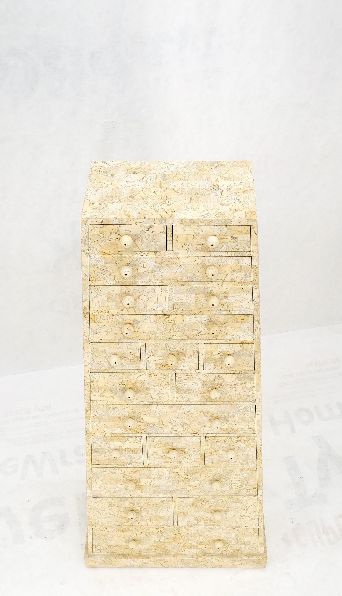 EstablishedLines Pyramid Shape Tessellated Stone Marble Ball Pulls High Chest Dresser Drawer MINT