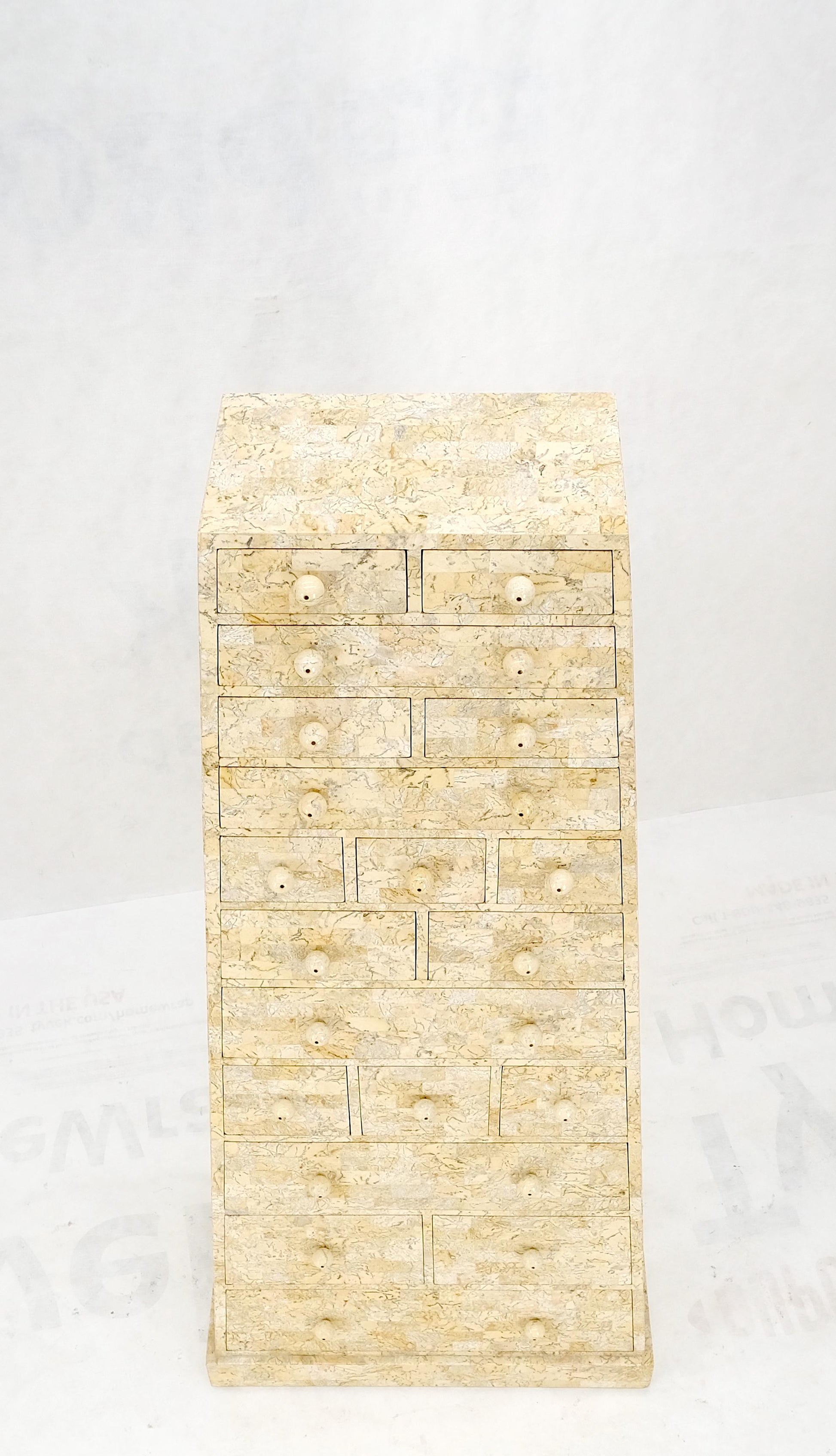 EstablishedLines Pyramid Shape Tessellated Stone Marble Ball Pulls High Chest Dresser Drawer MINT