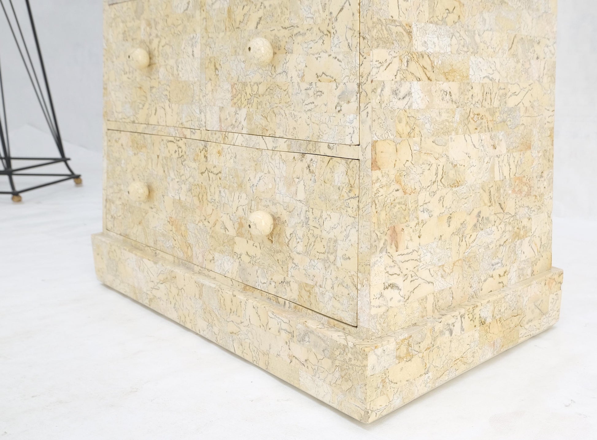 EstablishedLines Pyramid Shape Tessellated Stone Marble Ball Pulls High Chest Dresser Drawer MINT