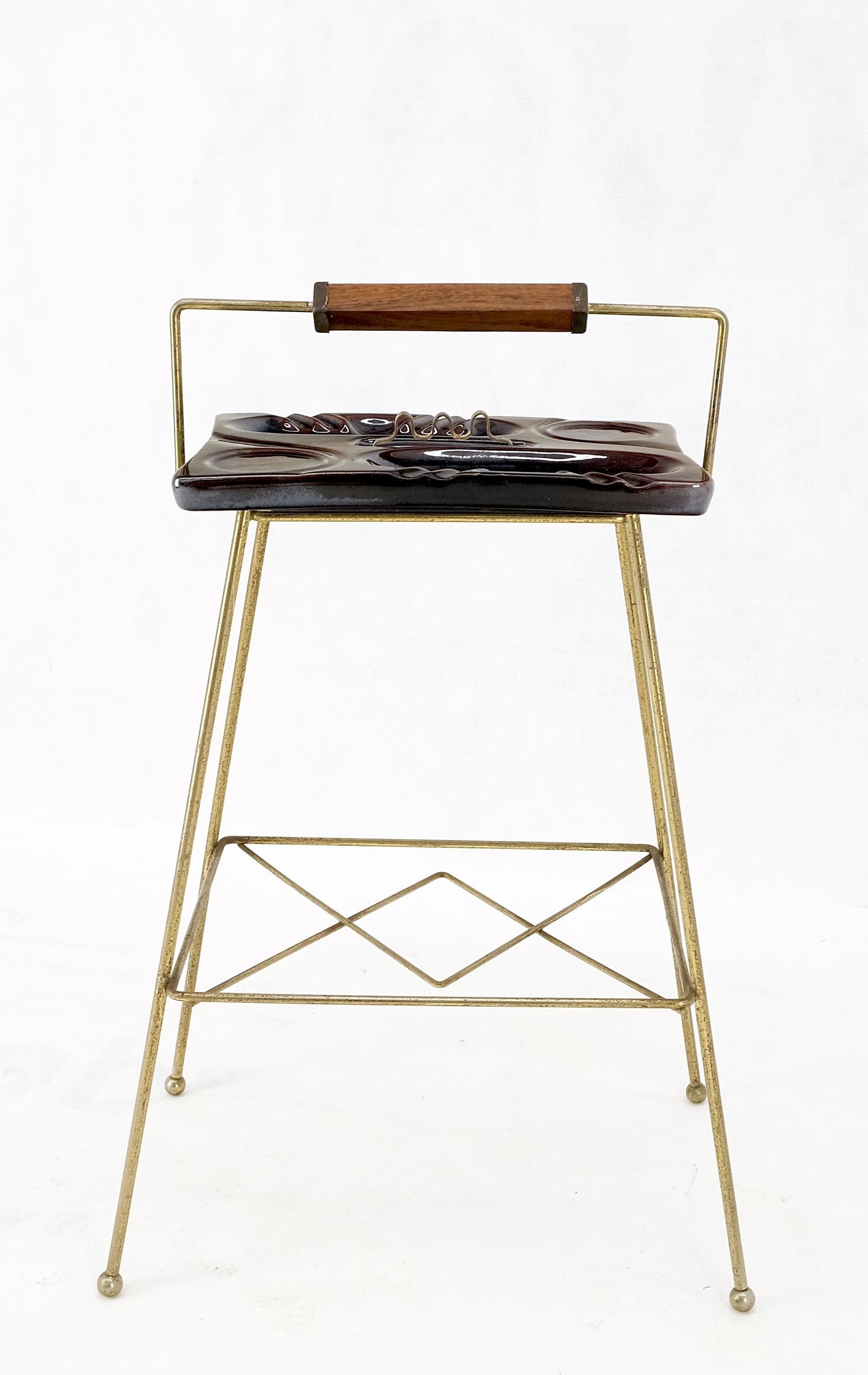 EstablishedLines 1950's Tony Paul Style Wire Base Porcelain Pottery Ash Tray MINT!