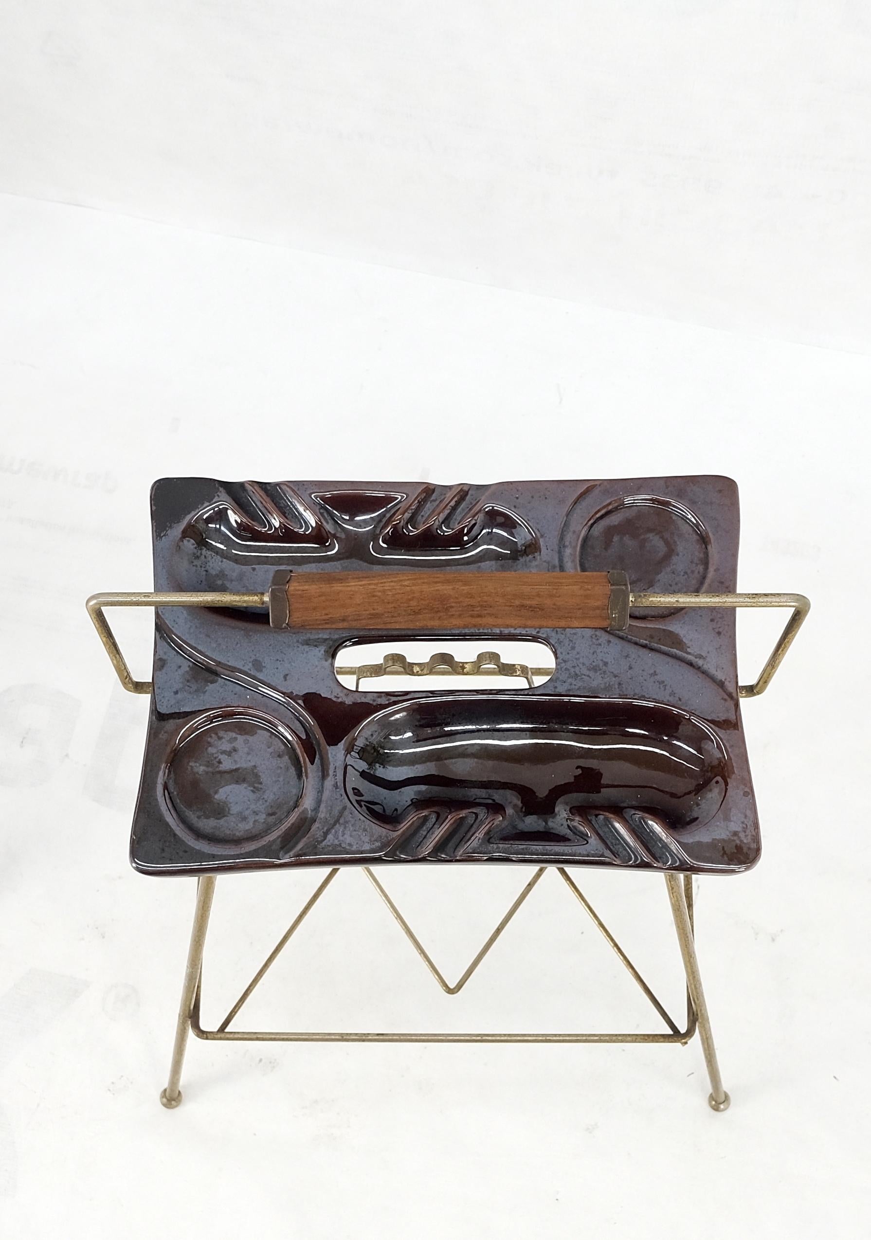 EstablishedLines 1950's Tony Paul Style Wire Base Porcelain Pottery Ash Tray MINT!