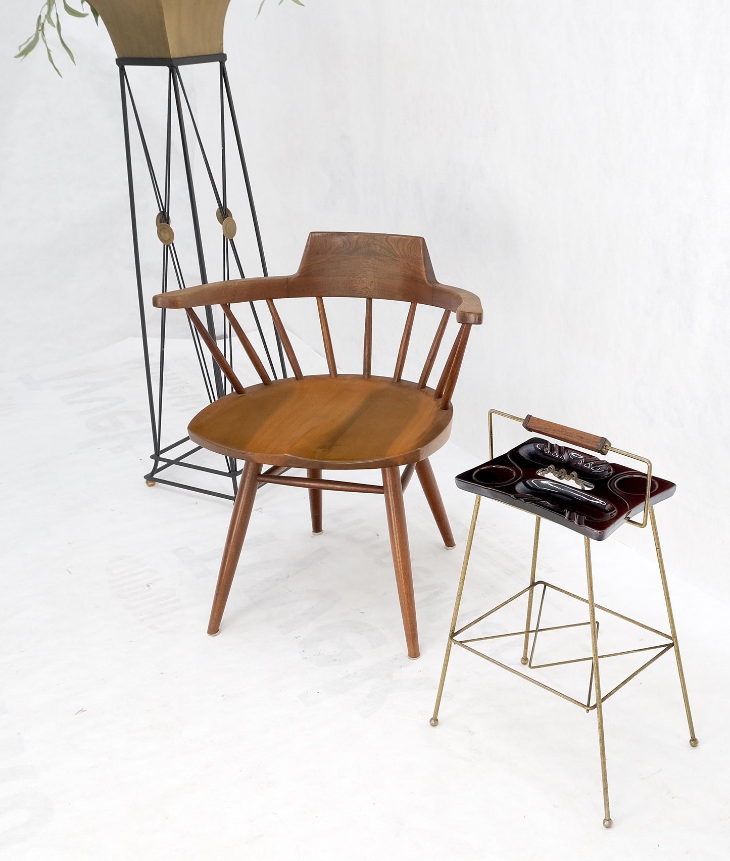 EstablishedLines 1950's Tony Paul Style Wire Base Porcelain Pottery Ash Tray MINT!