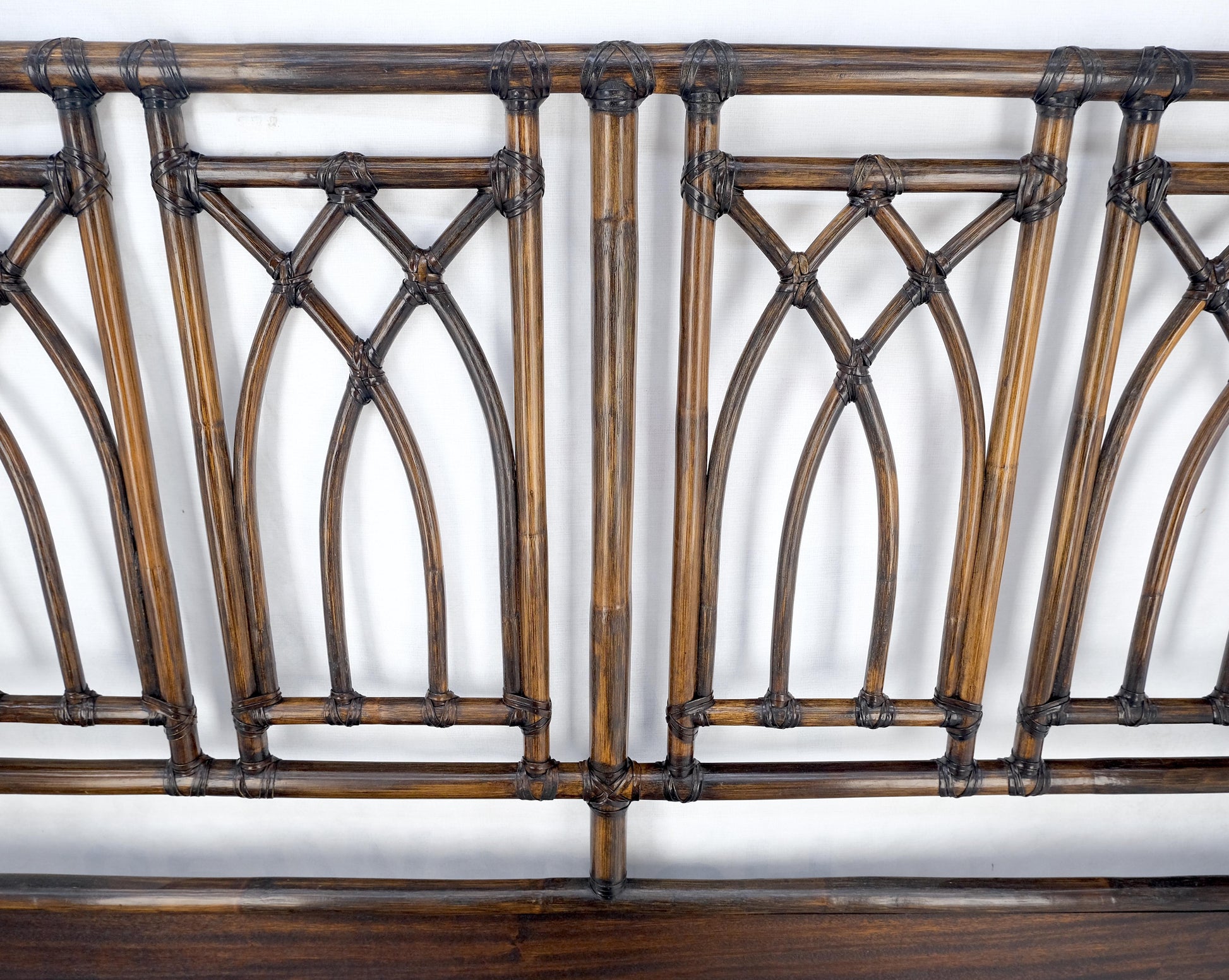 EstablishedLines McGuire Dark Bamboo & Ebonized Mahogany Leather King Size Headboard Bed MINT!