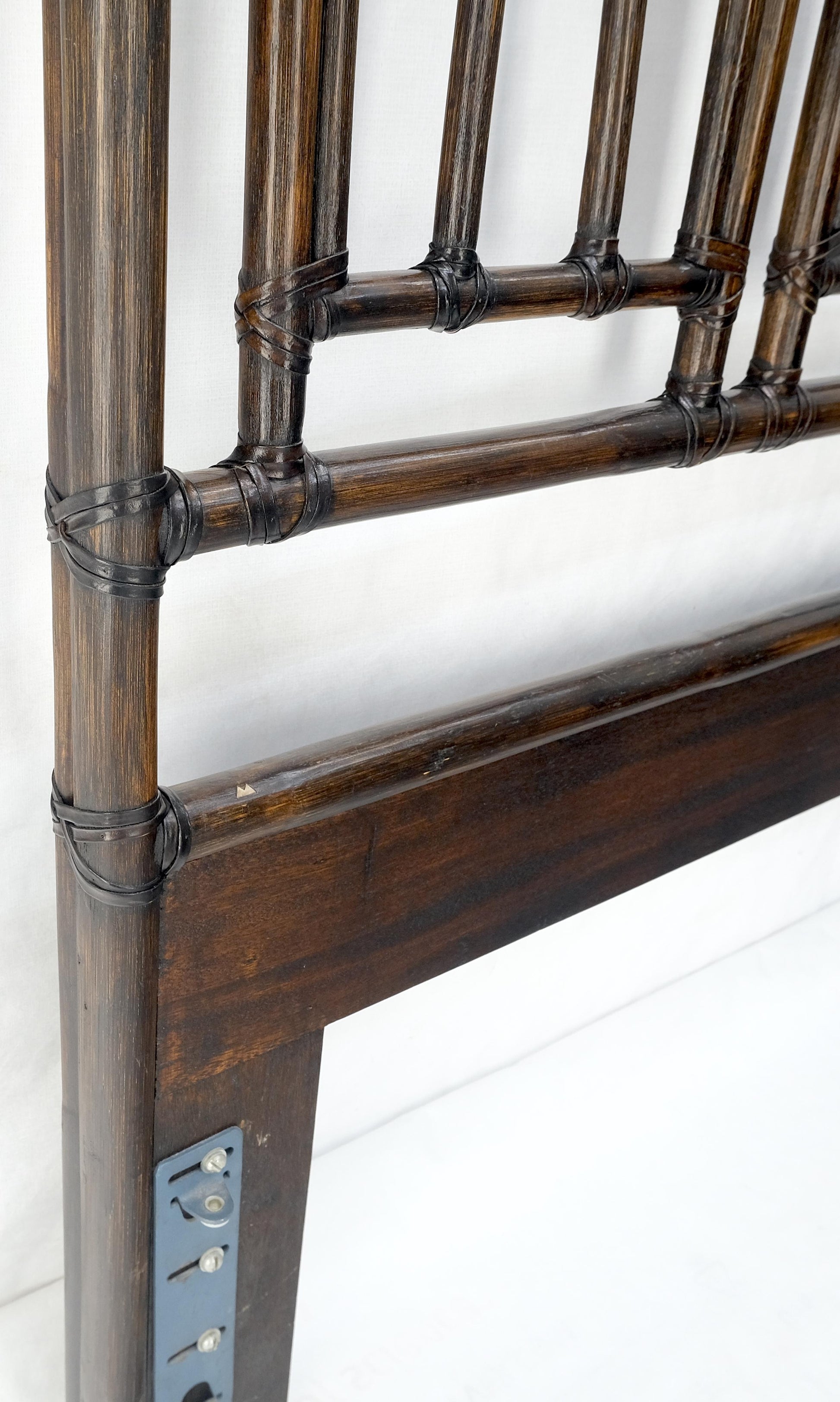 EstablishedLines McGuire Dark Bamboo & Ebonized Mahogany Leather King Size Headboard Bed MINT!