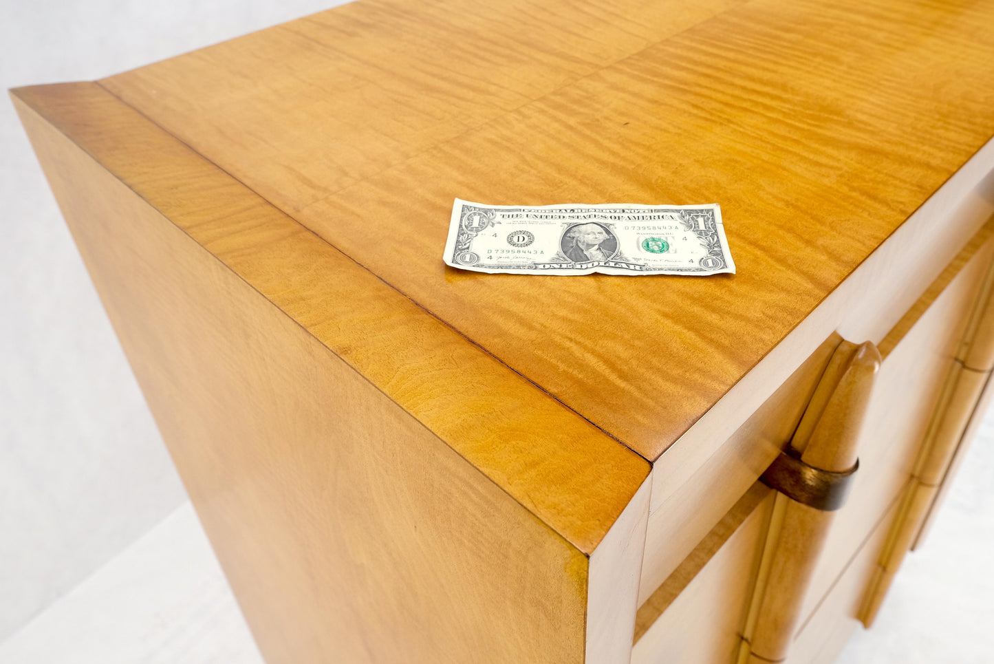 Cedar Drawer W/ Lid Mid-Century Modern Burl High Chest Dresser Sculptured Pulls