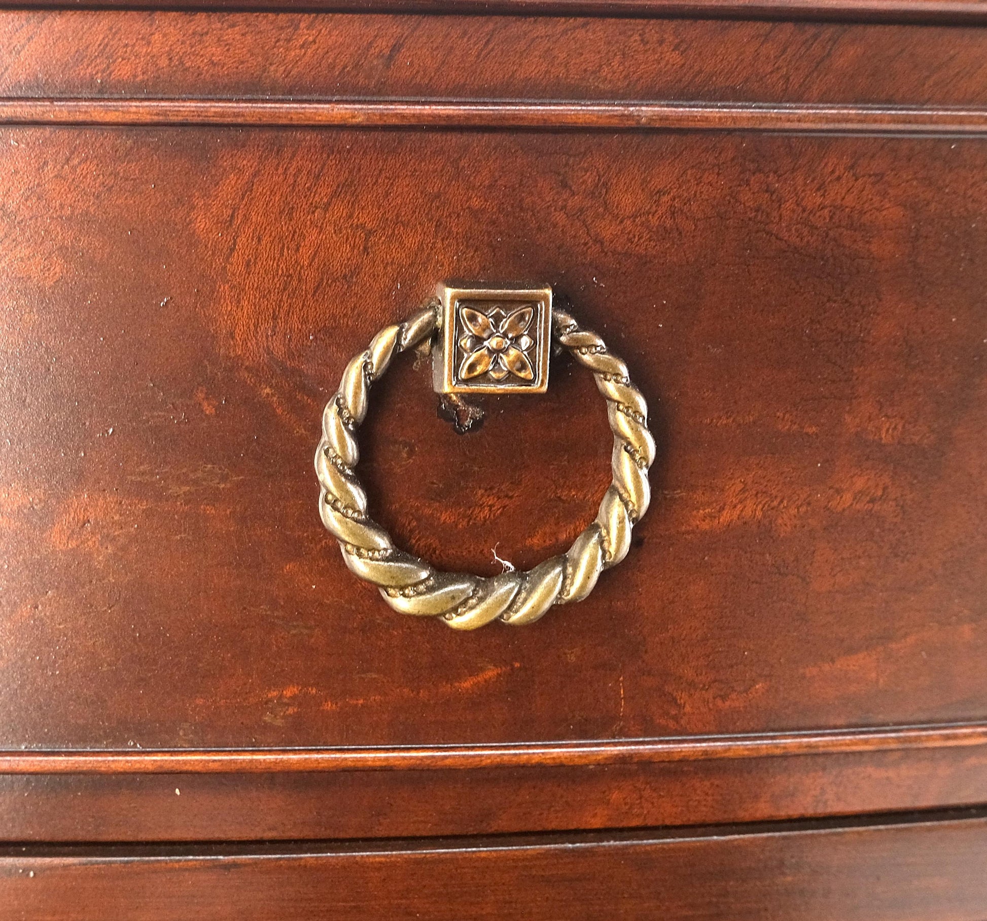 EstablishedLines Federal Flame Crotch Mahogany Bow Front Double Door Compartment Sideboard MINT!