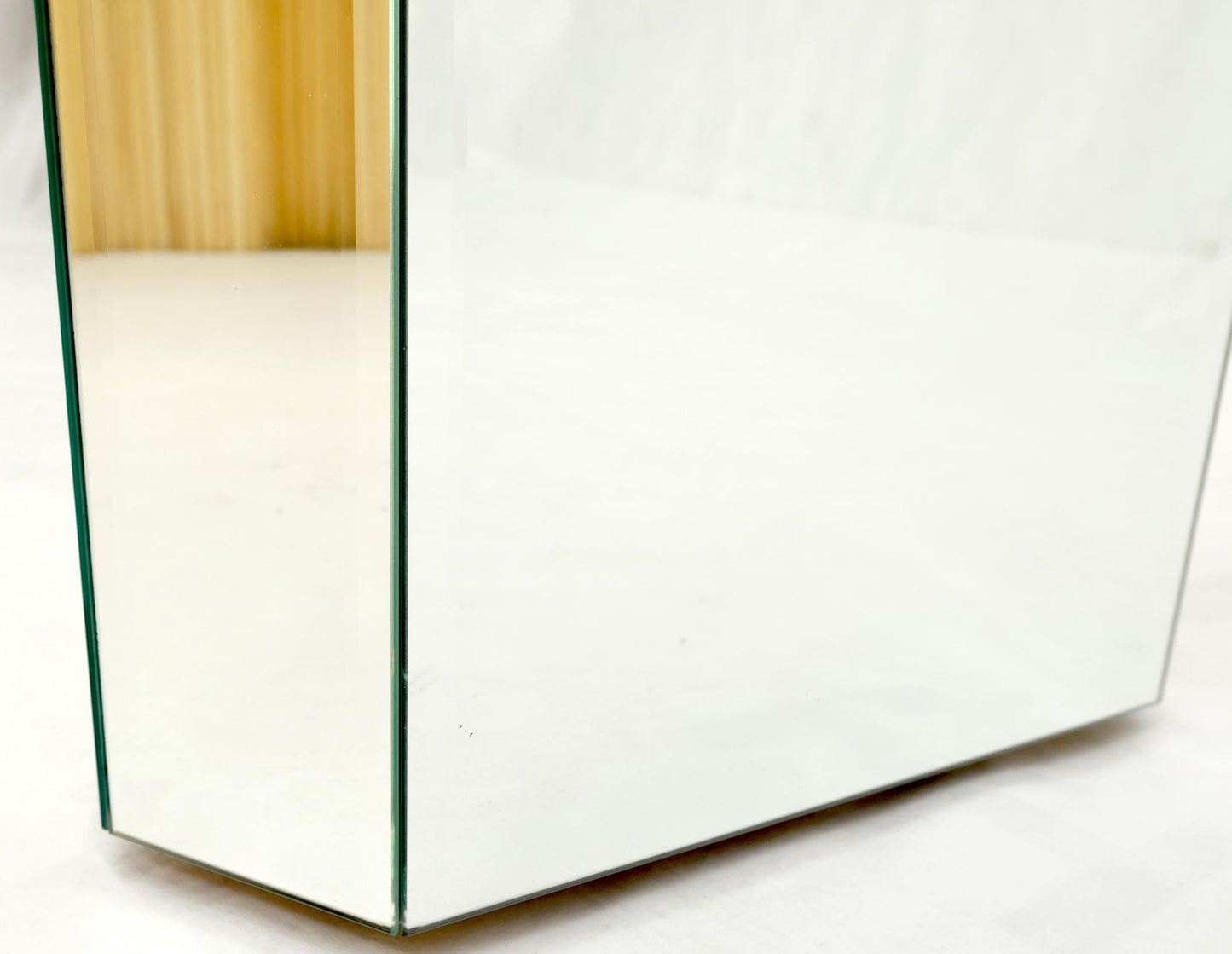 EstablishedLines Mid Century Modern Triangular Beveled Mirrors Pedestal Stand End Table Console