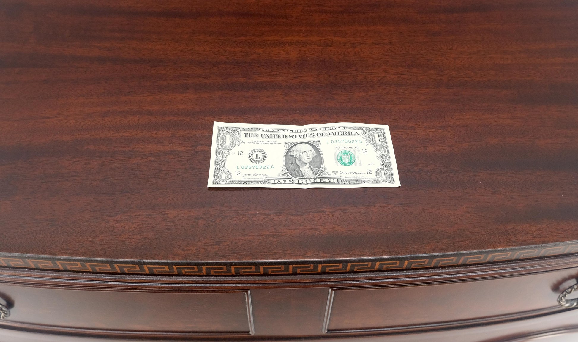 EstablishedLines Federal Flame Crotch Mahogany Bow Front Double Door Compartment Sideboard MINT!