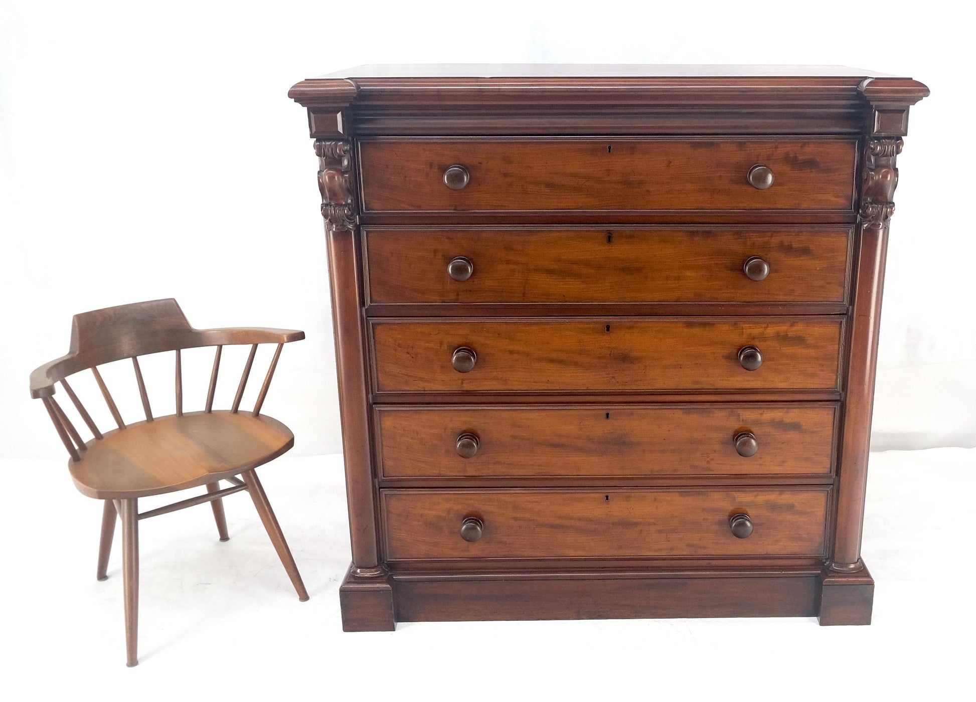 EstablishedLines 19th Century Wellington Mahogany Chest Of Drawers Secretary Desk Dovetails Clean