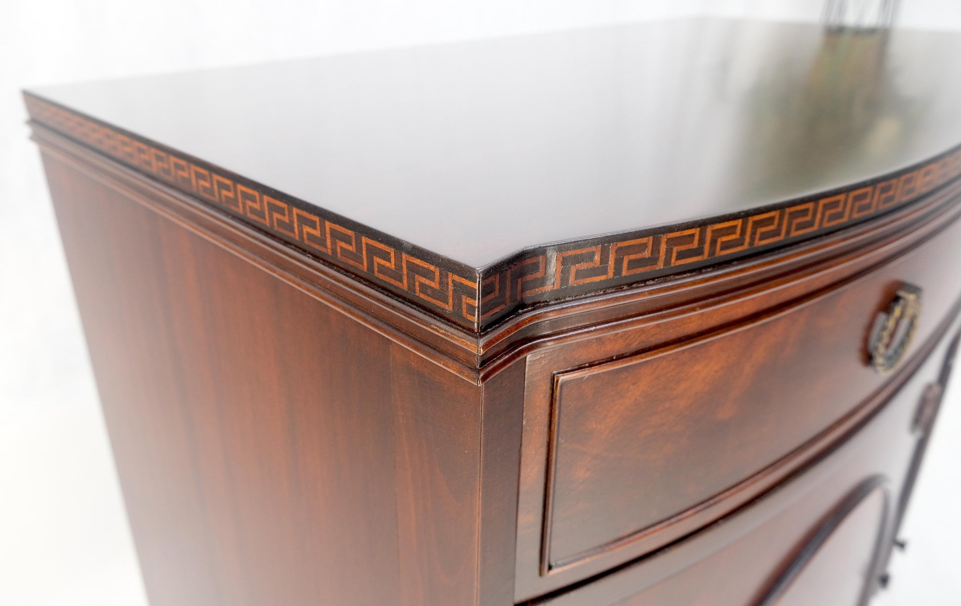 EstablishedLines Federal Flame Crotch Mahogany Bow Front Double Door Compartment Sideboard MINT!