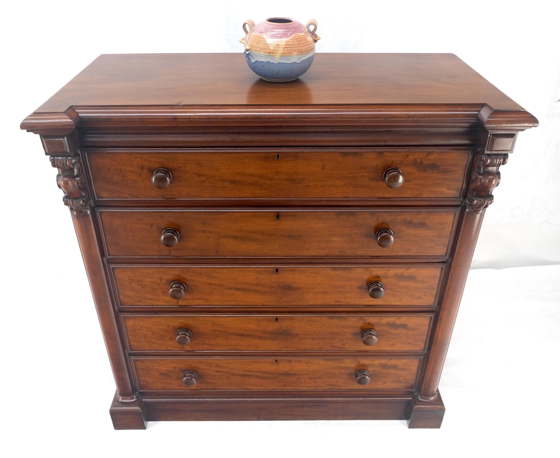 EstablishedLines 19th Century Wellington Mahogany Chest Of Drawers Secretary Desk Dovetails Clean
