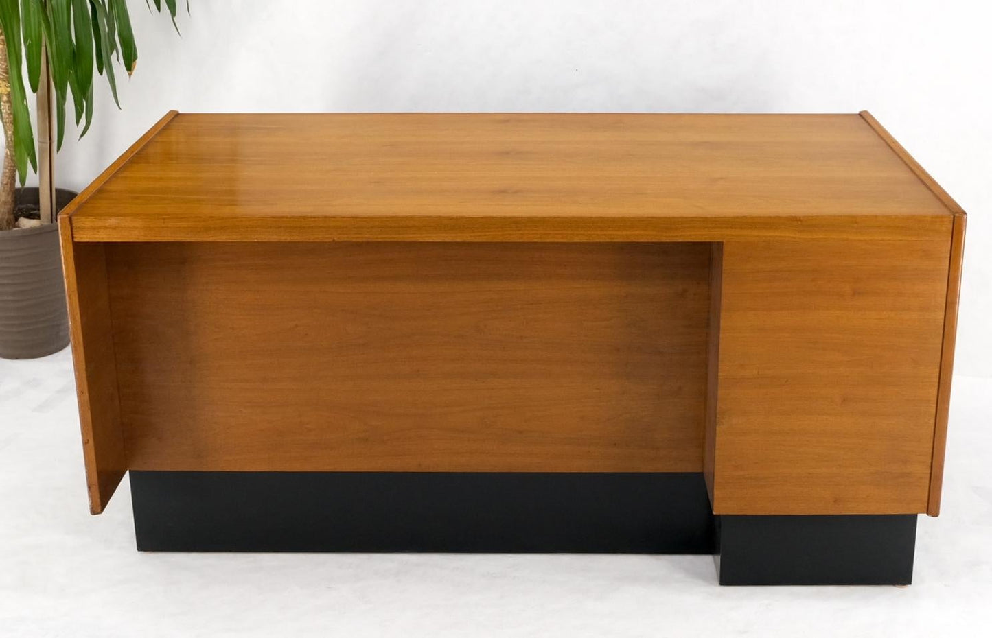 EstablishedLines American Walnut Ed Wormley for Dunbar Double Pedestal Desk w/ Folding Return