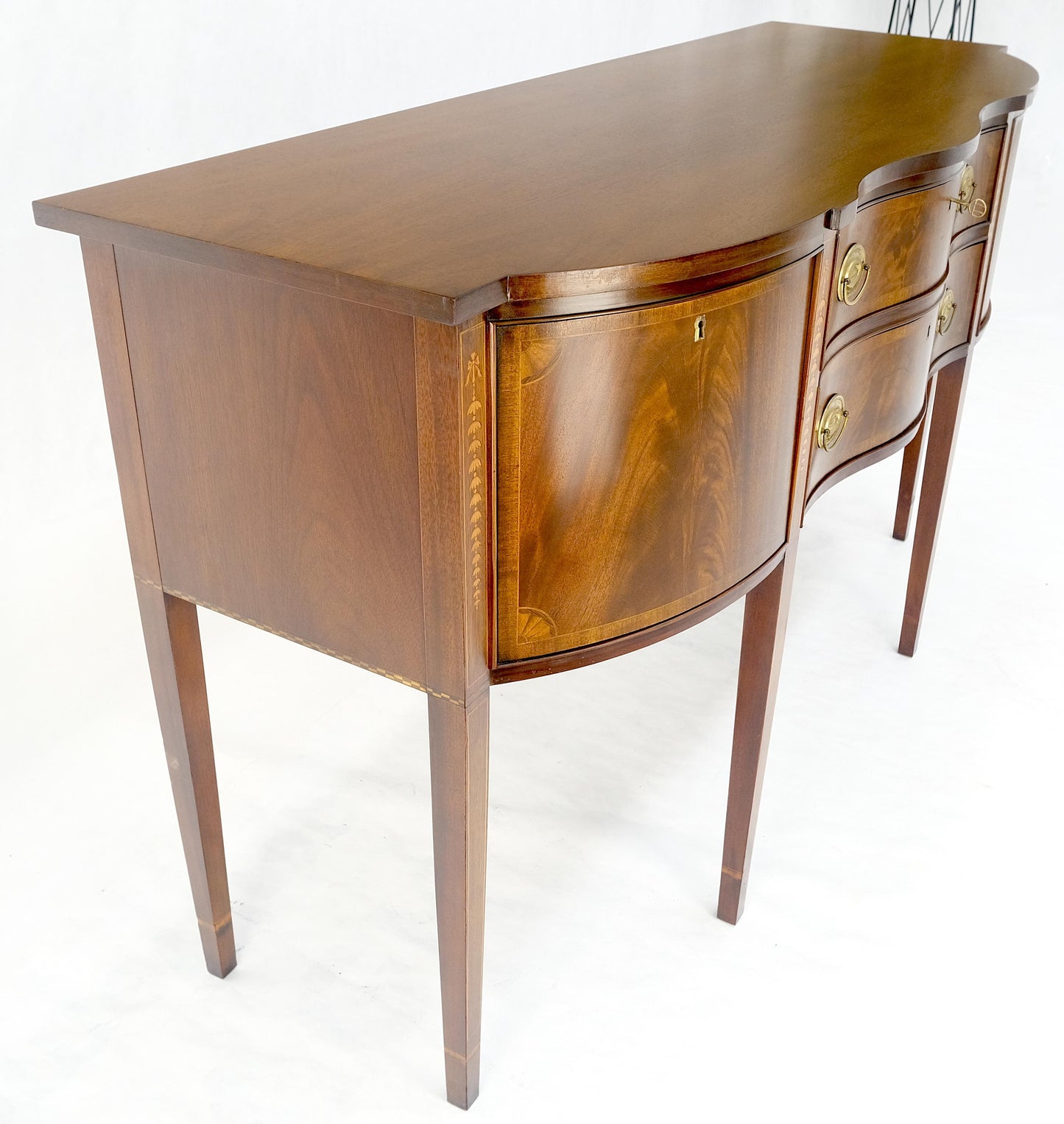 EstablishedLines Councill Two Drawer Double Door Serpentine Front Mahogany Federal Sideboard MINT