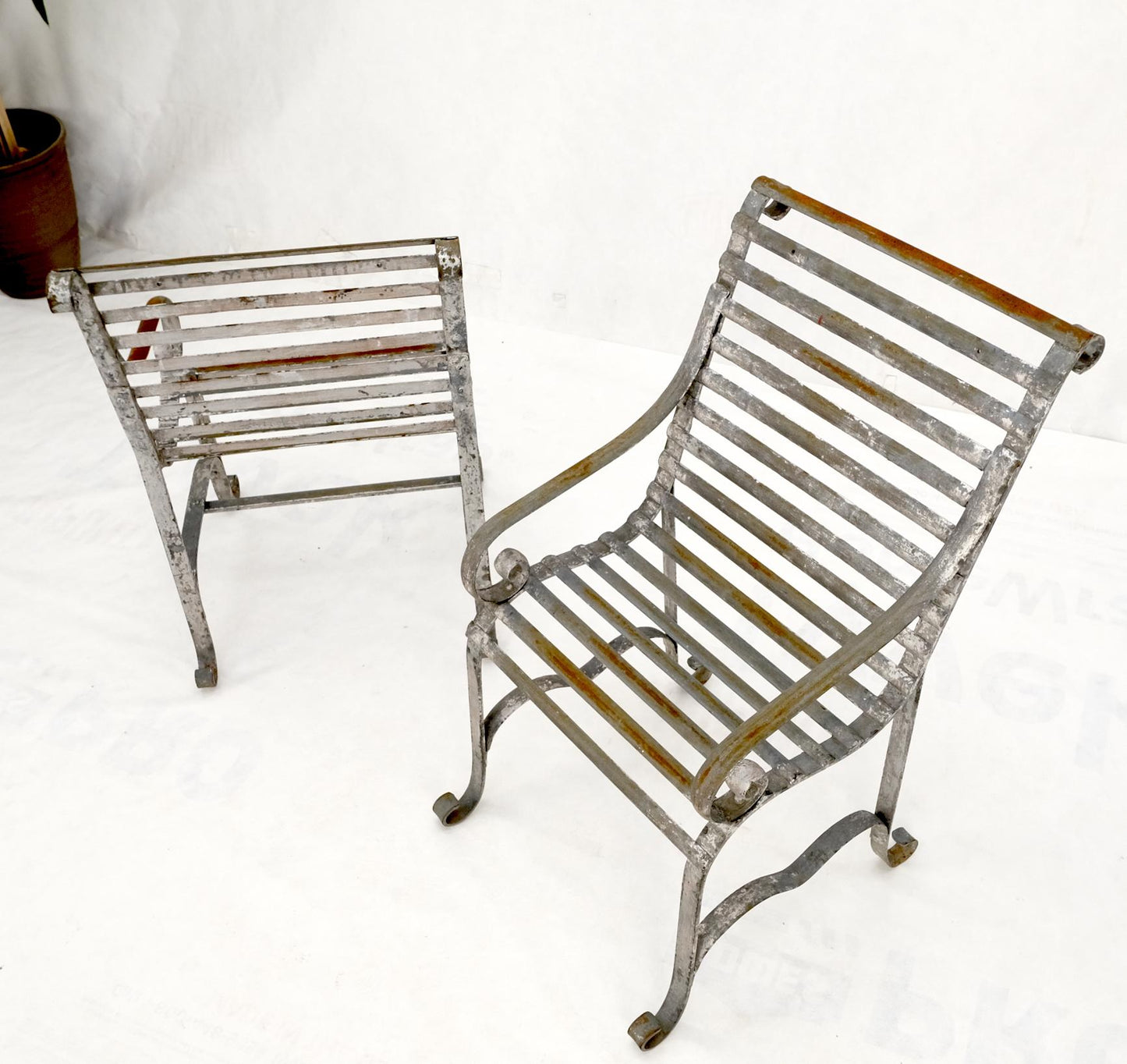 EstablishedLines Heavy Antique Wrought Iron Outdoor Chairs His & Hers