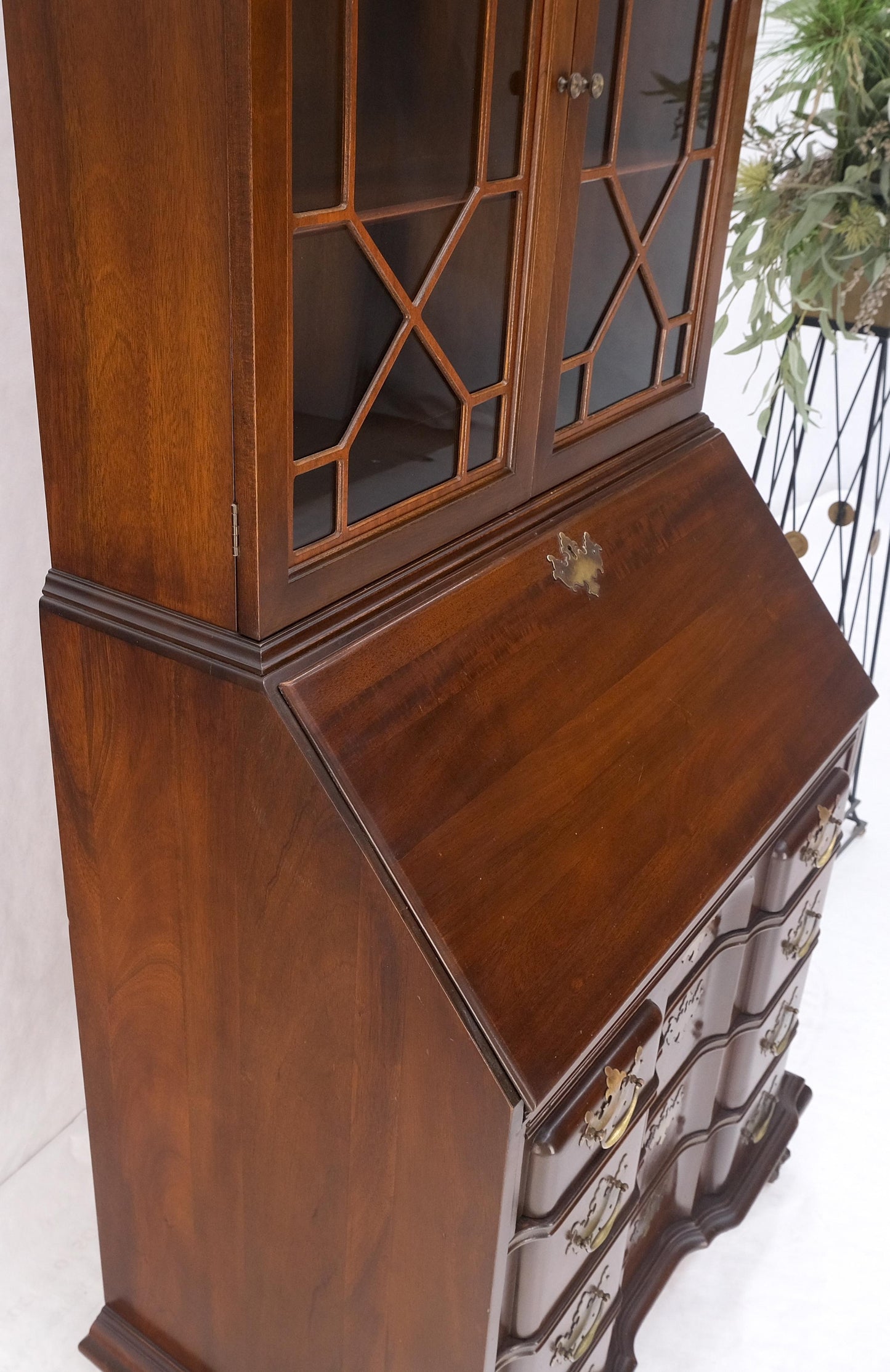 EstablishedLines Tall Double Glass Doors Ball Claw Carved Finial Drop Block Front Secretary MINT!
