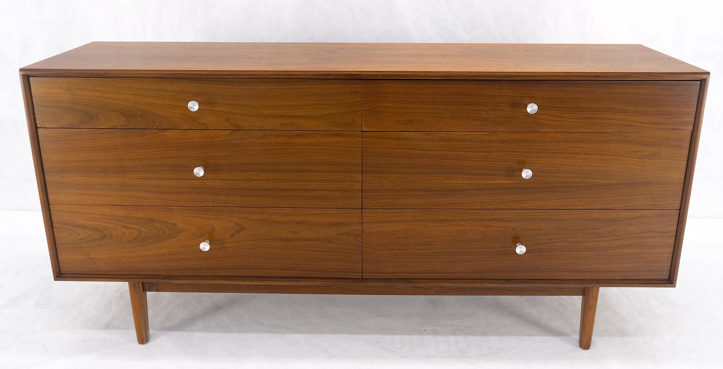 EstablishedLines John Stuart Walnut Mid Century Modern 6 Drawer Long Dresser Thin Edge Style MINT