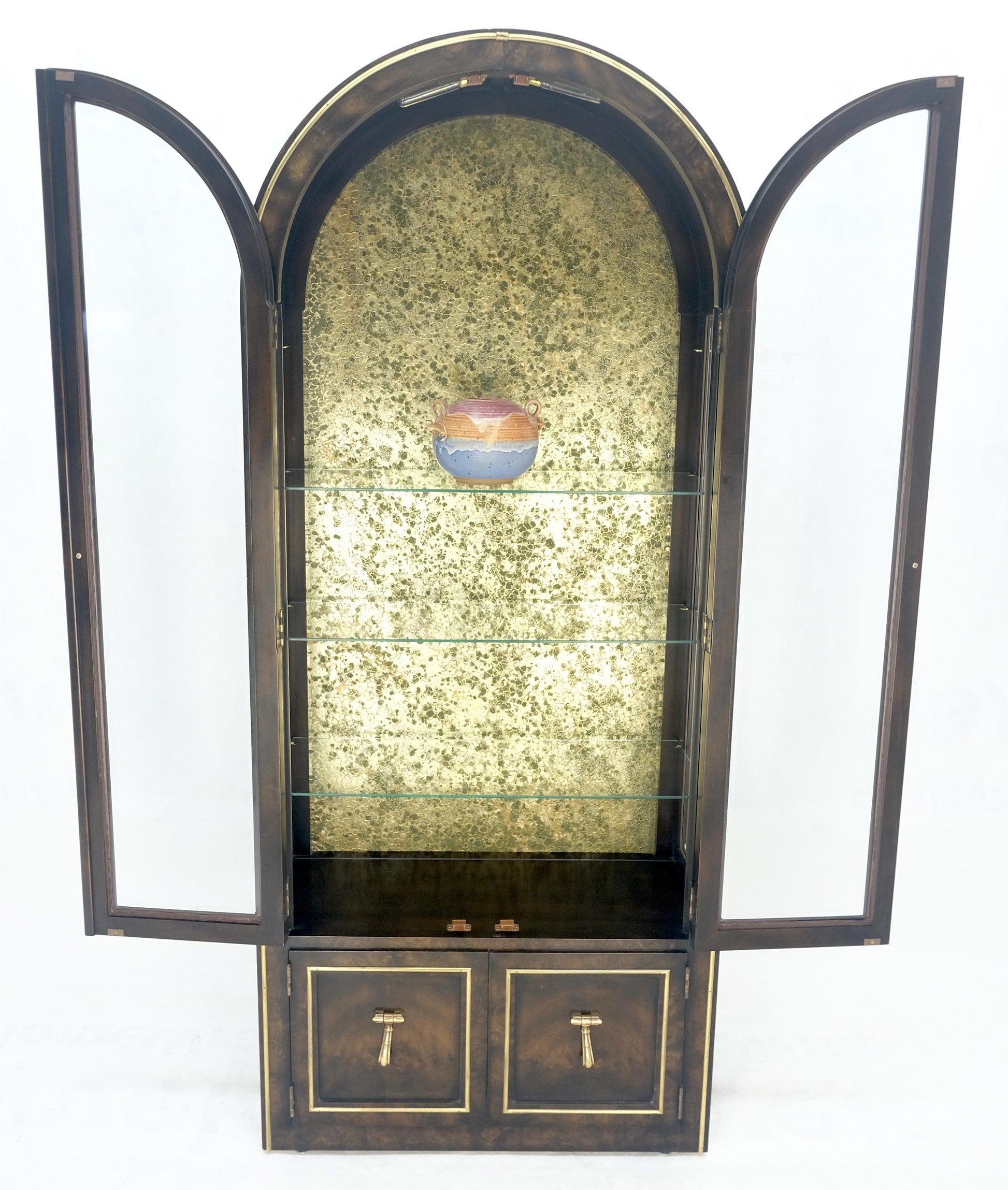 EstablishedLines Mastercraft Dome Shape Top Two Doors Glass Shelve Display Curio Cabinet Showcase