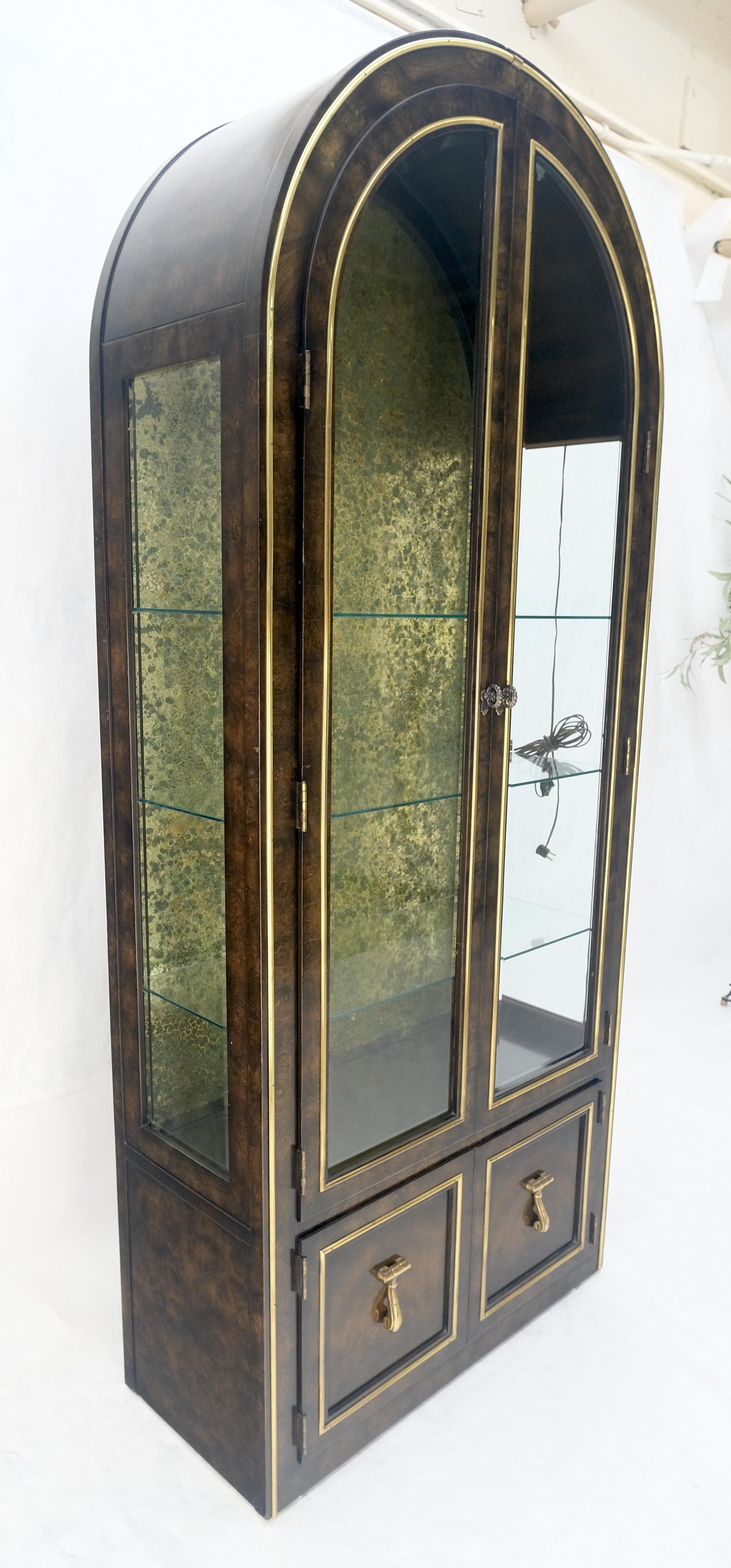 EstablishedLines Mastercraft Dome Shape Top Two Doors Glass Shelve Display Curio Cabinet Showcase