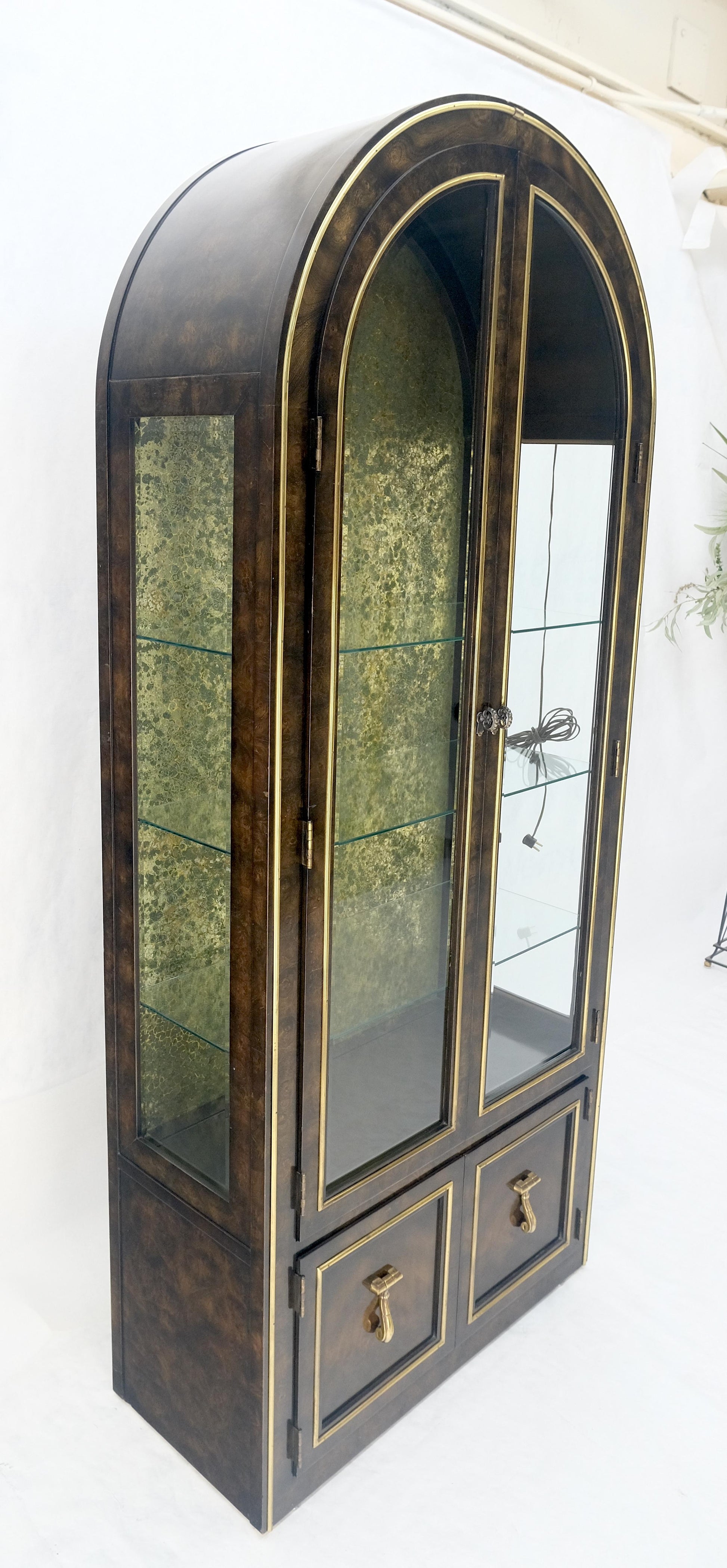 EstablishedLines Mastercraft Dome Shape Top Two Doors Glass Shelve Display Curio Cabinet Showcase