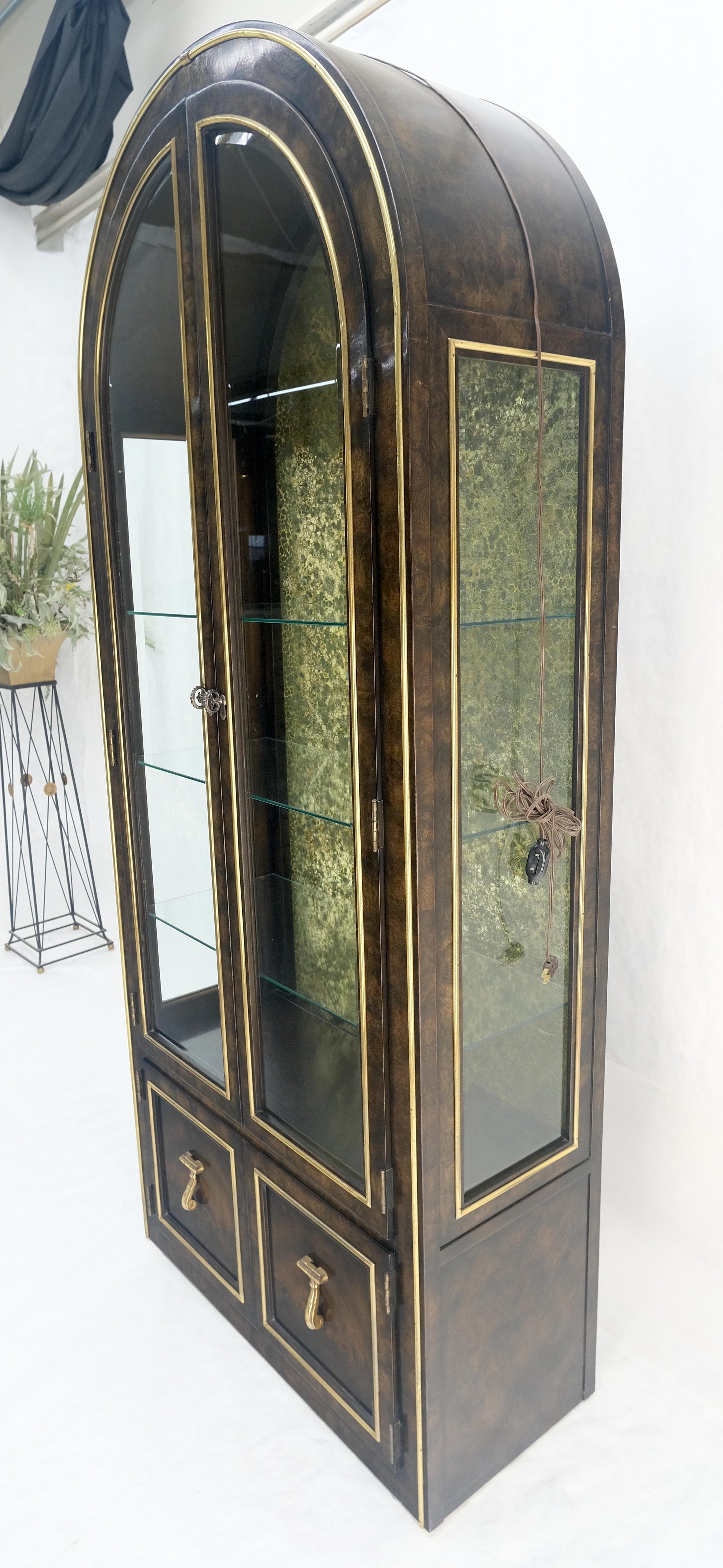 EstablishedLines Mastercraft Dome Shape Top Two Doors Glass Shelve Display Curio Cabinet Showcase