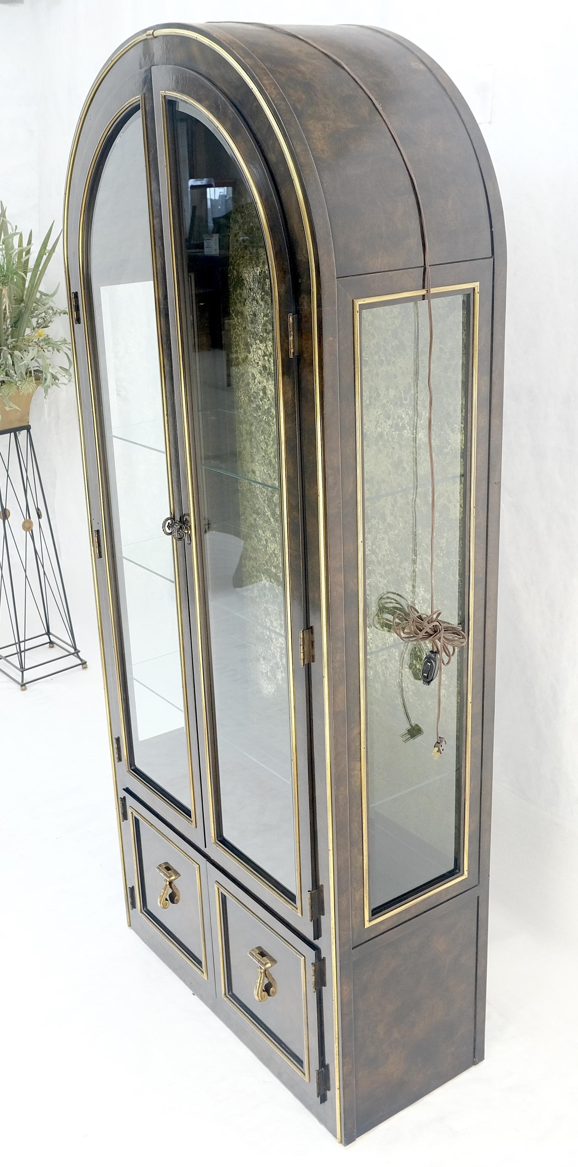 EstablishedLines Mastercraft Dome Shape Top Two Doors Glass Shelve Display Curio Cabinet Showcase