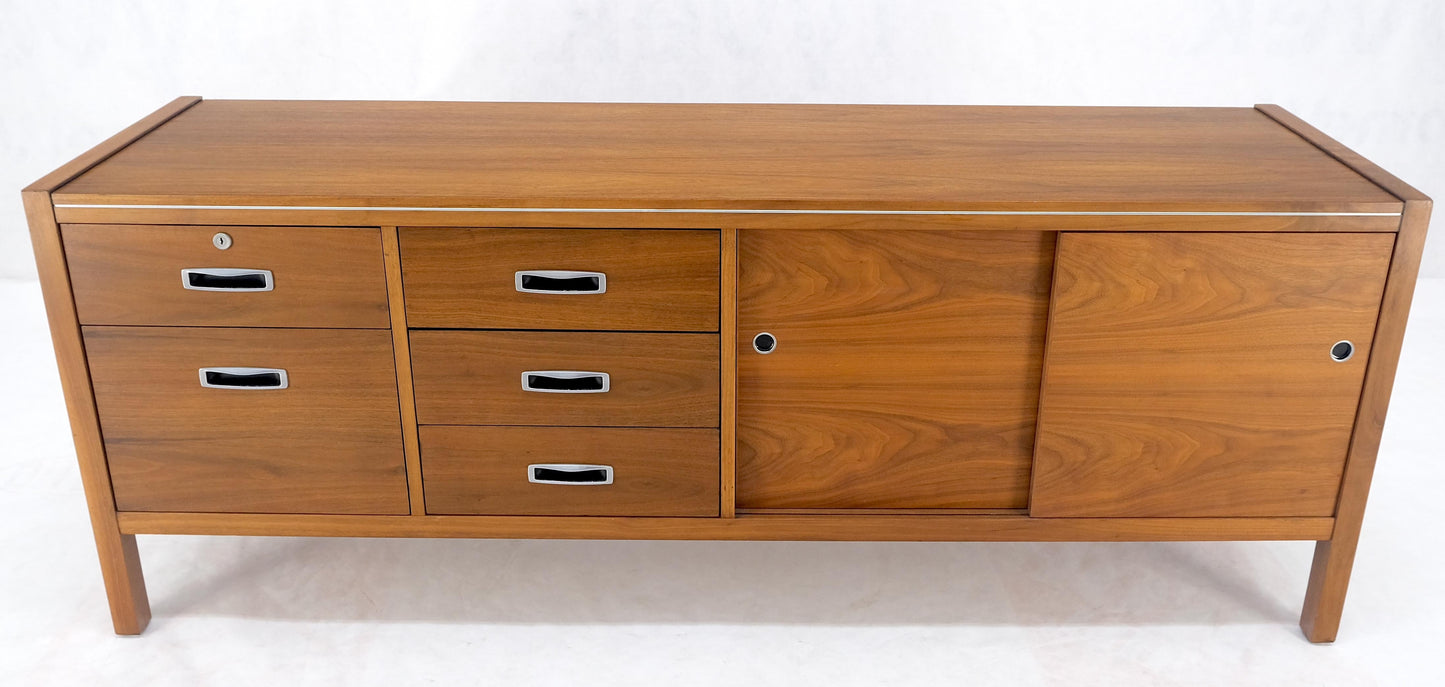 EstablishedLines Drexel Walnut Mid Century Modern Long Credenza Sliding Doors 5 Drawer File MINT!