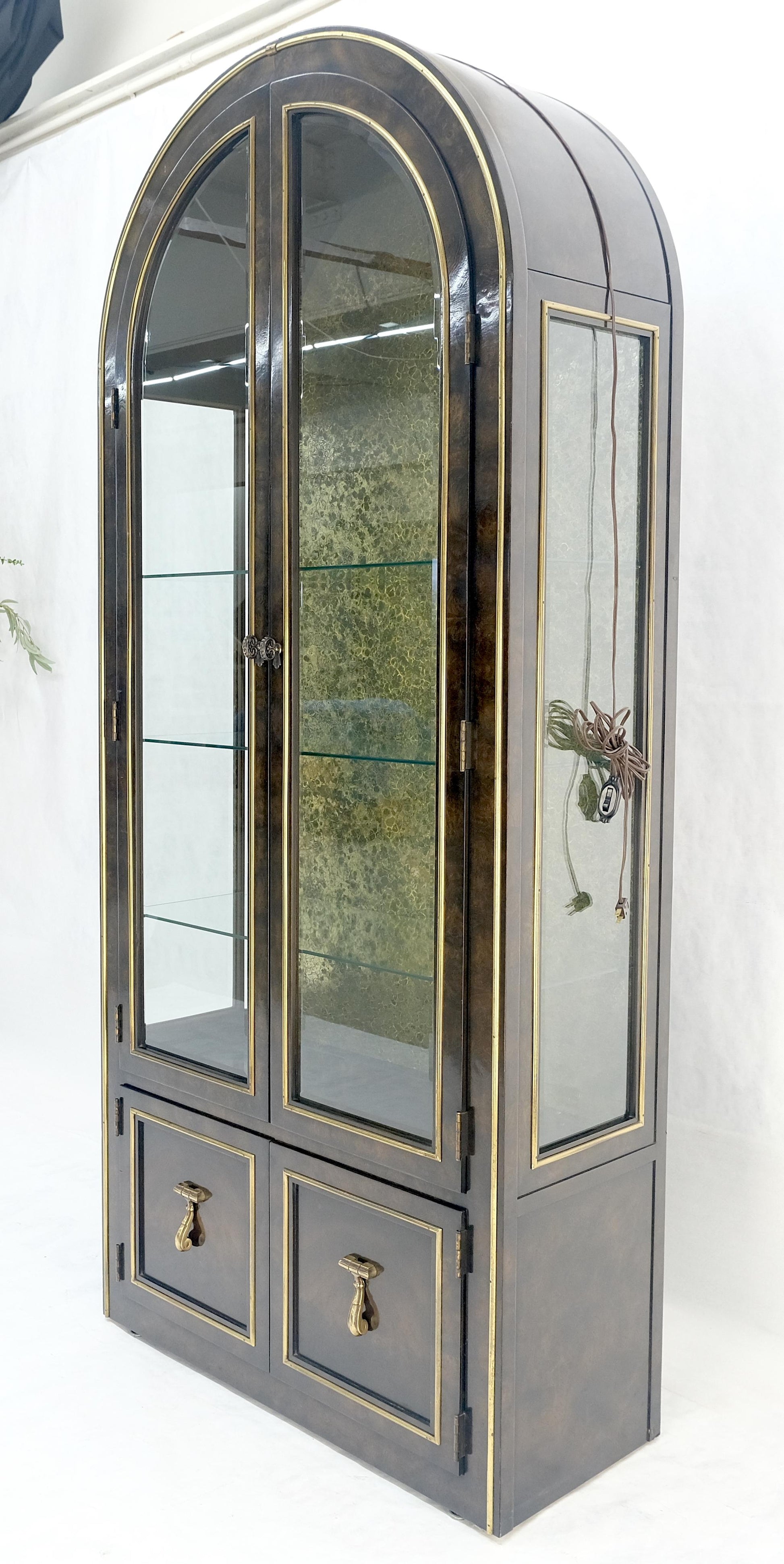EstablishedLines Mastercraft Dome Shape Top Two Doors Glass Shelve Display Curio Cabinet Showcase