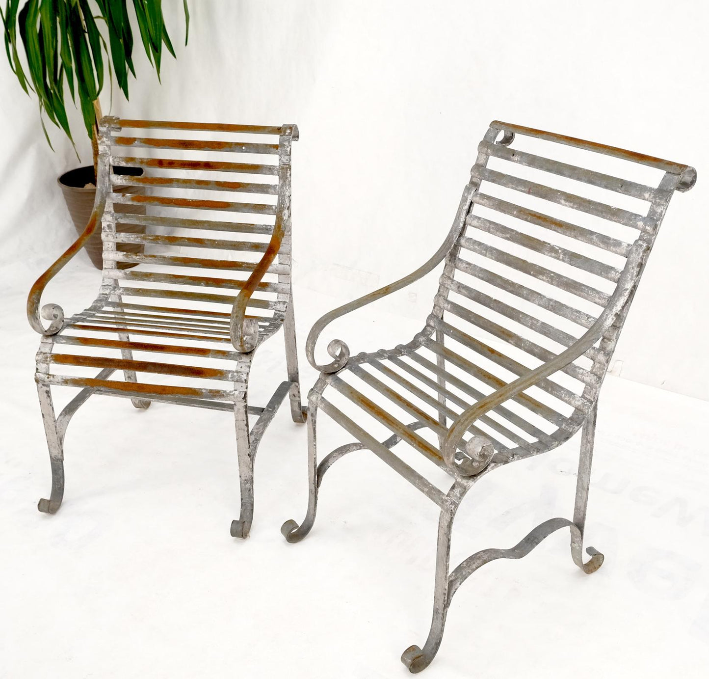 EstablishedLines Heavy Antique Wrought Iron Outdoor Chairs His & Hers