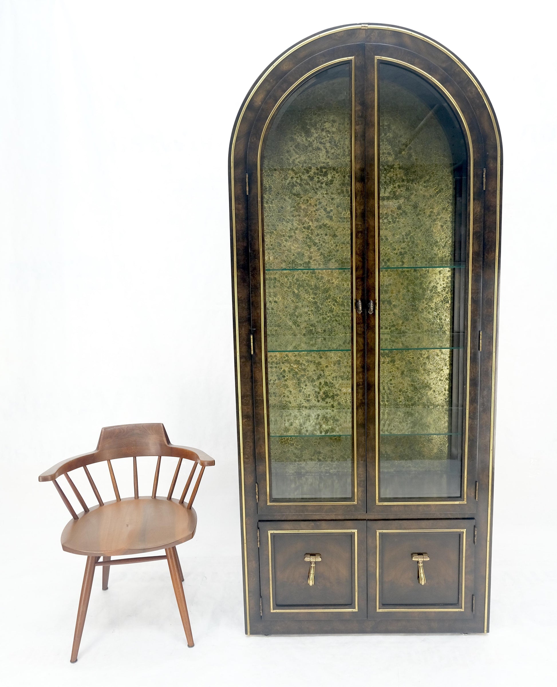 EstablishedLines Mastercraft Dome Shape Top Two Doors Glass Shelve Display Curio Cabinet Showcase