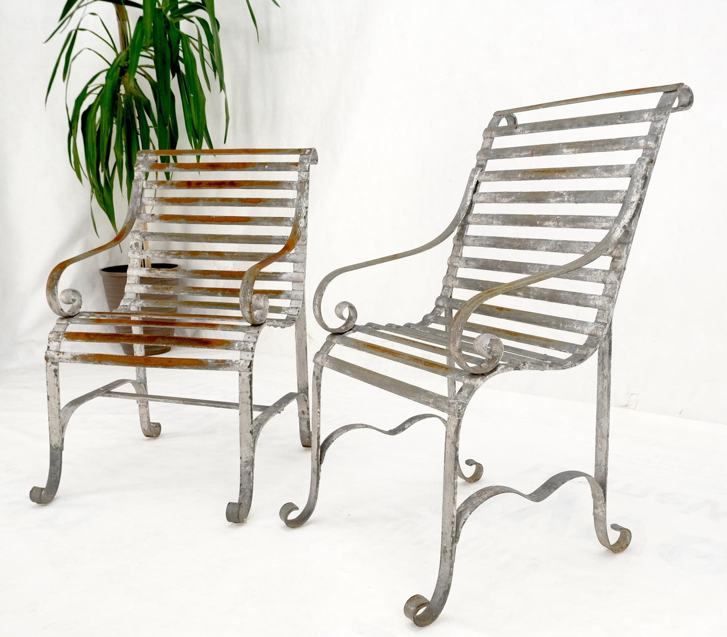 EstablishedLines Heavy Antique Wrought Iron Outdoor Chairs His & Hers