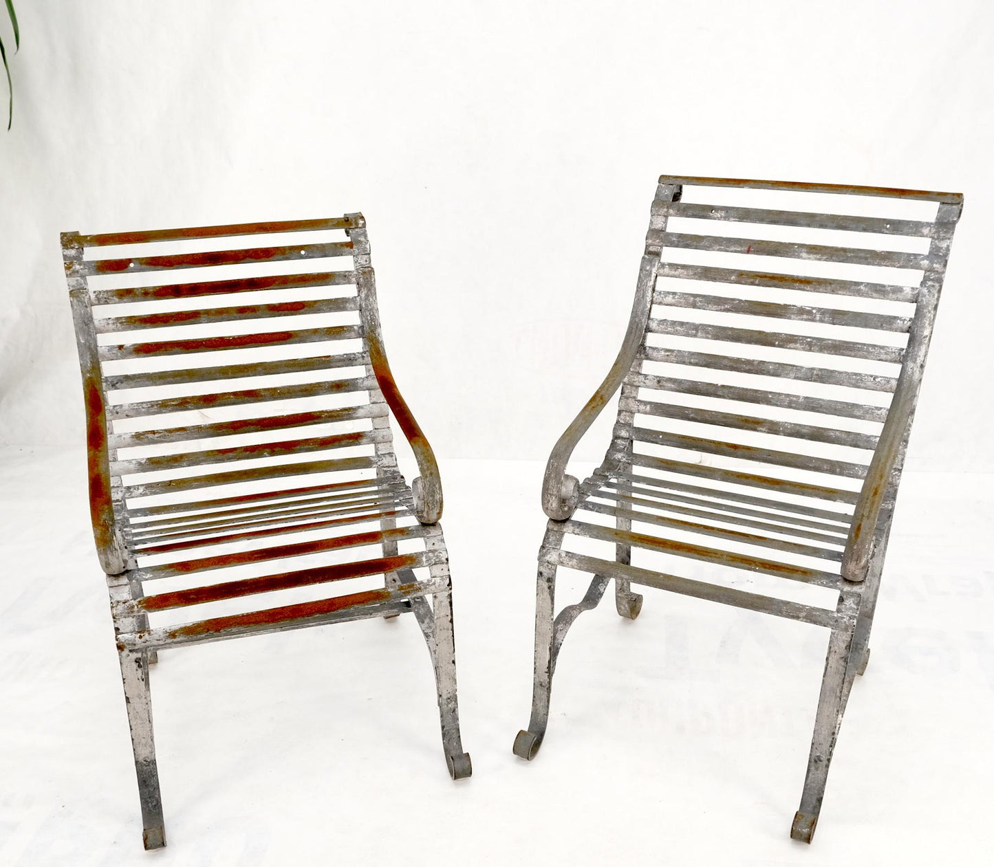 EstablishedLines Heavy Antique Wrought Iron Outdoor Chairs His & Hers